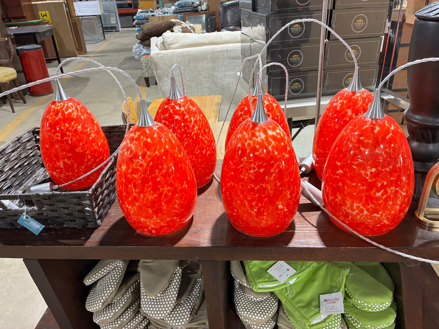 Modern Red Glass Pendant Lights – Speckled Finish