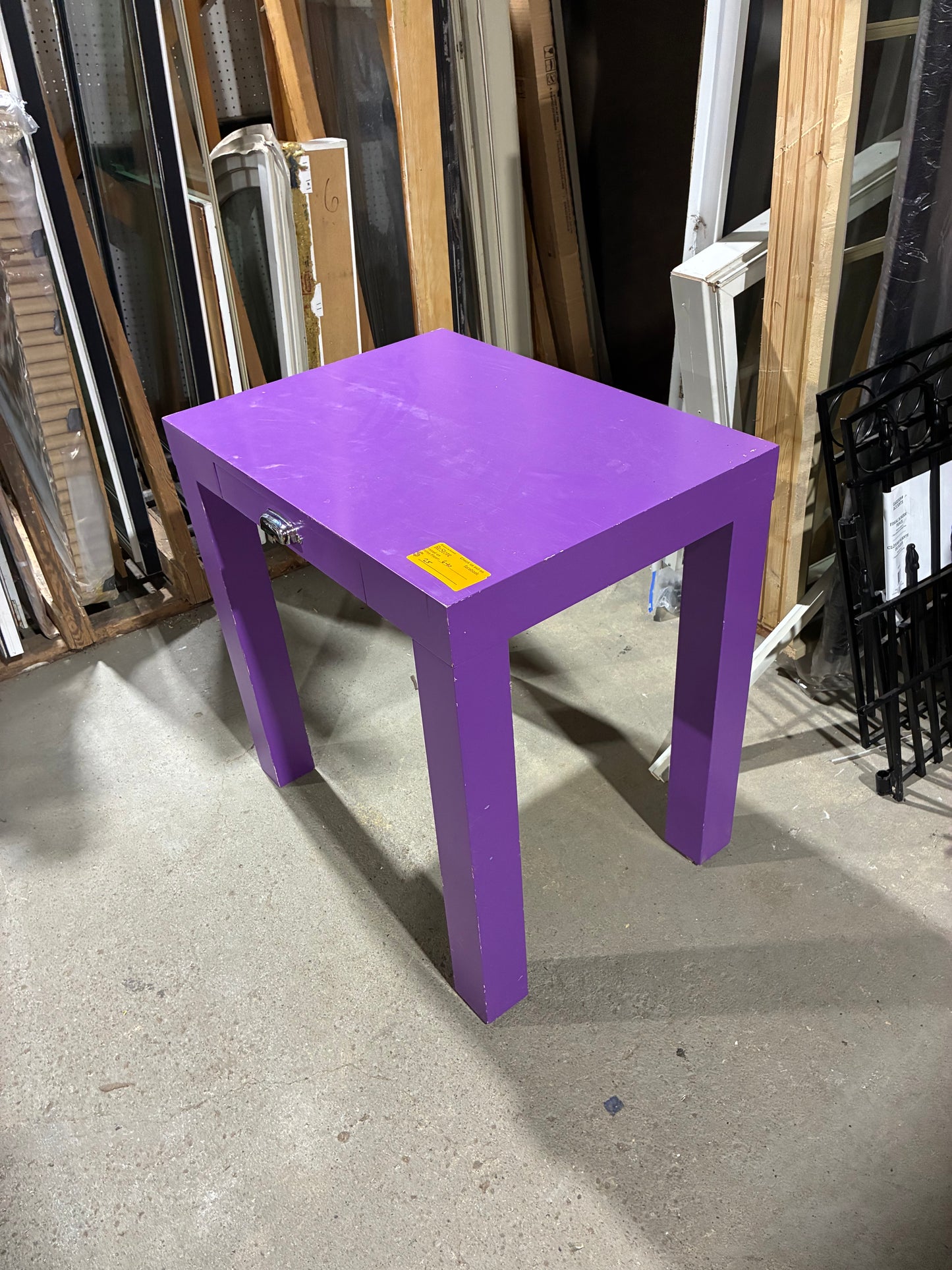 Purple Accent Table with Storage Drawer