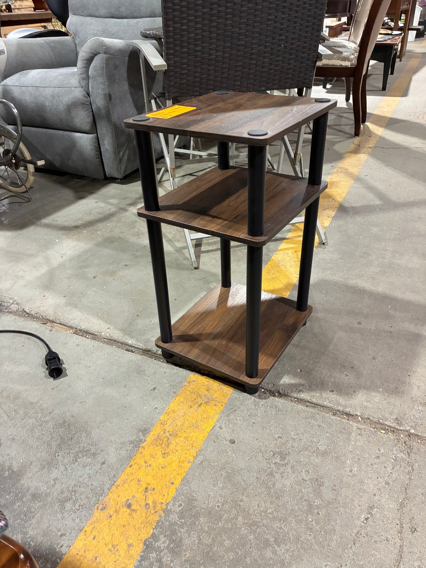 Dark Wood 3-Tier End Table