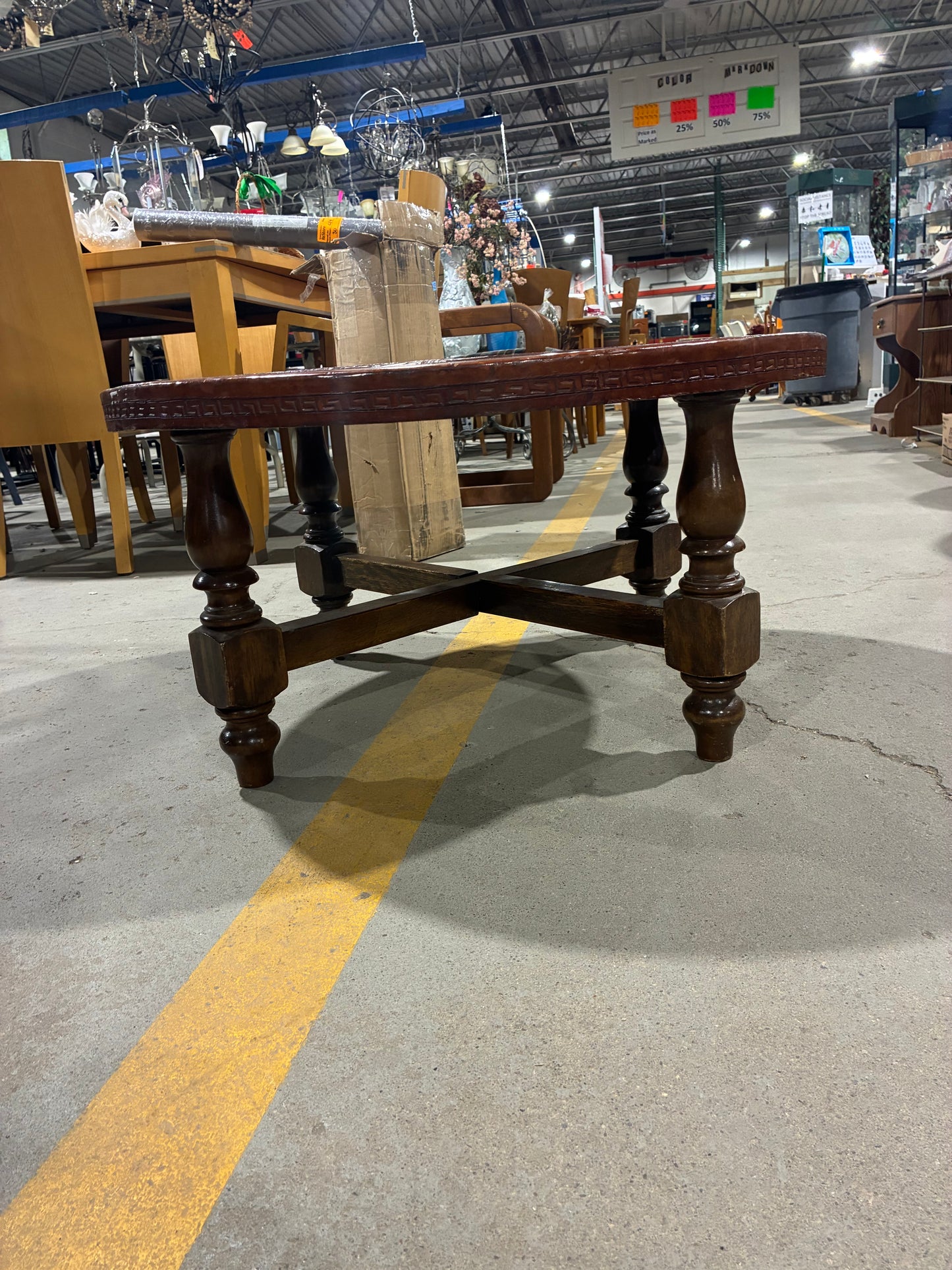 Hand-Carved Round Accent Coffee Table