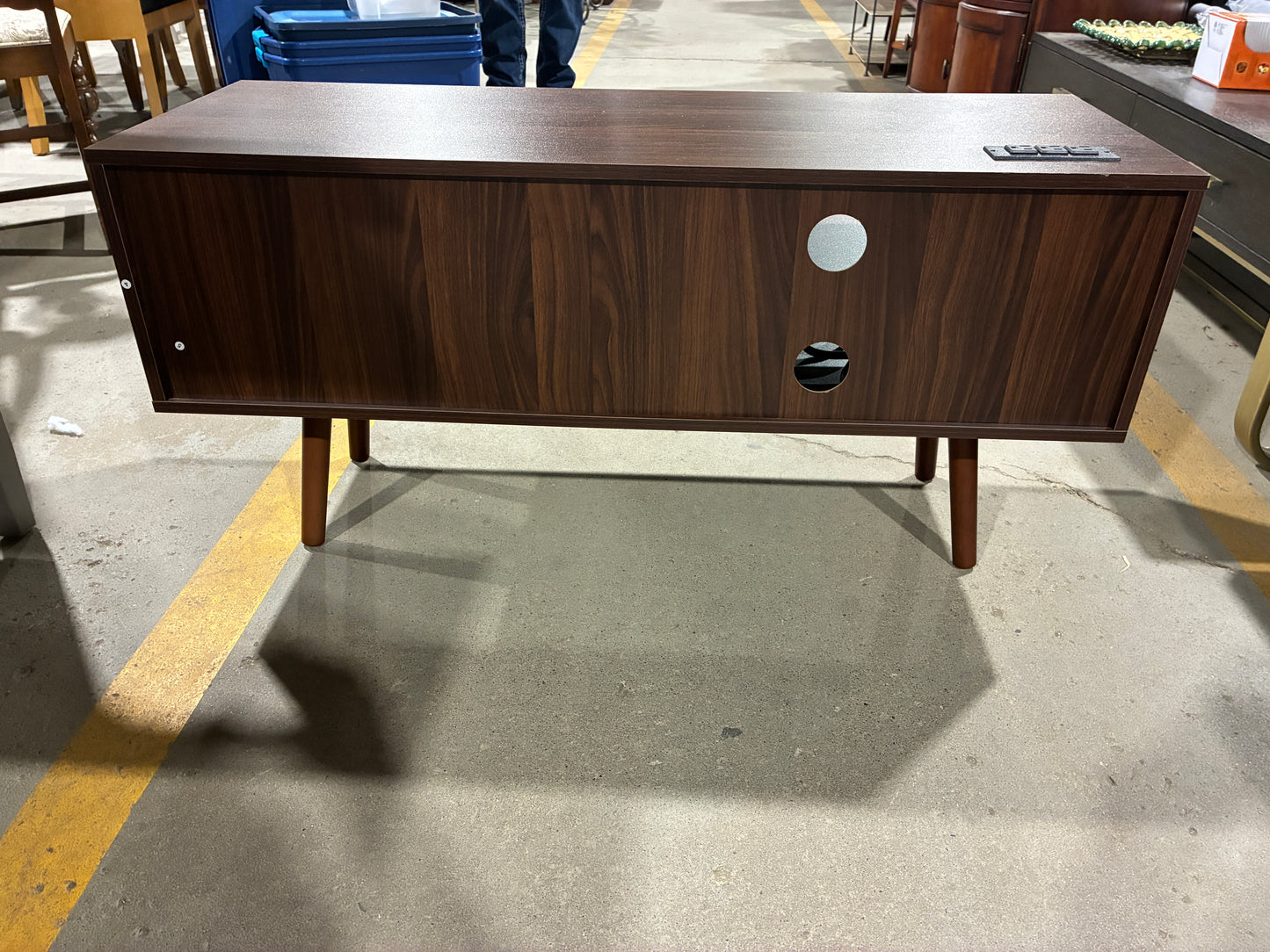 Mid-Century Style TV Stand with Built-In Power Outlets