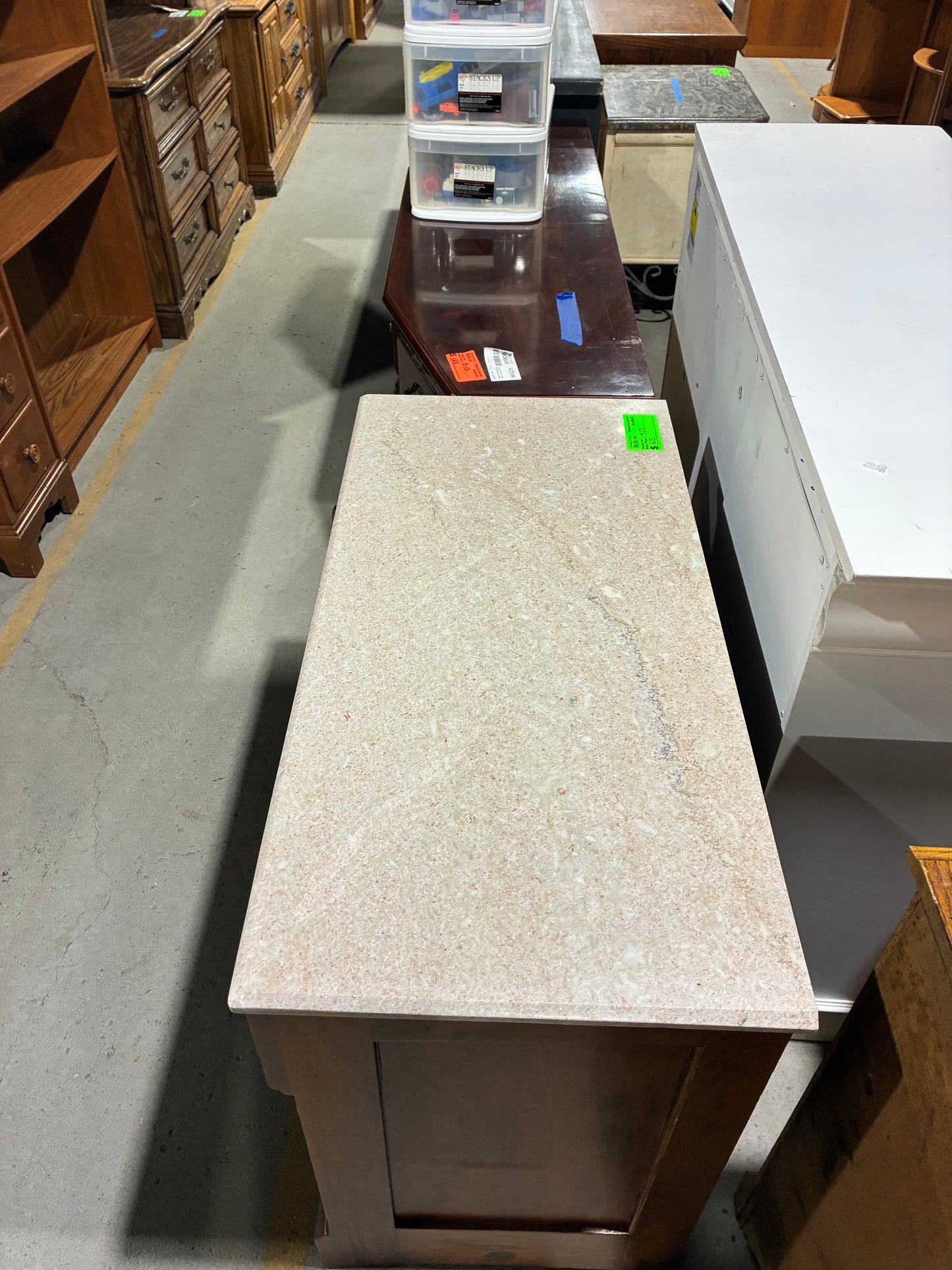 Vintage Three-Drawer Dresser with Stone Top