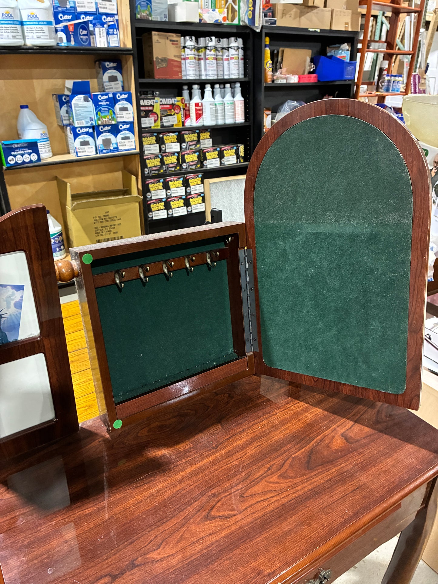 Cherry Finish Vanity Table with Swivel Mirror