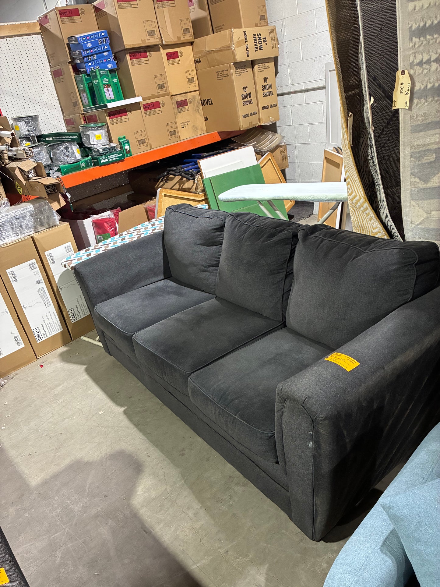Charcoal Gray Three-Cushion Sofa