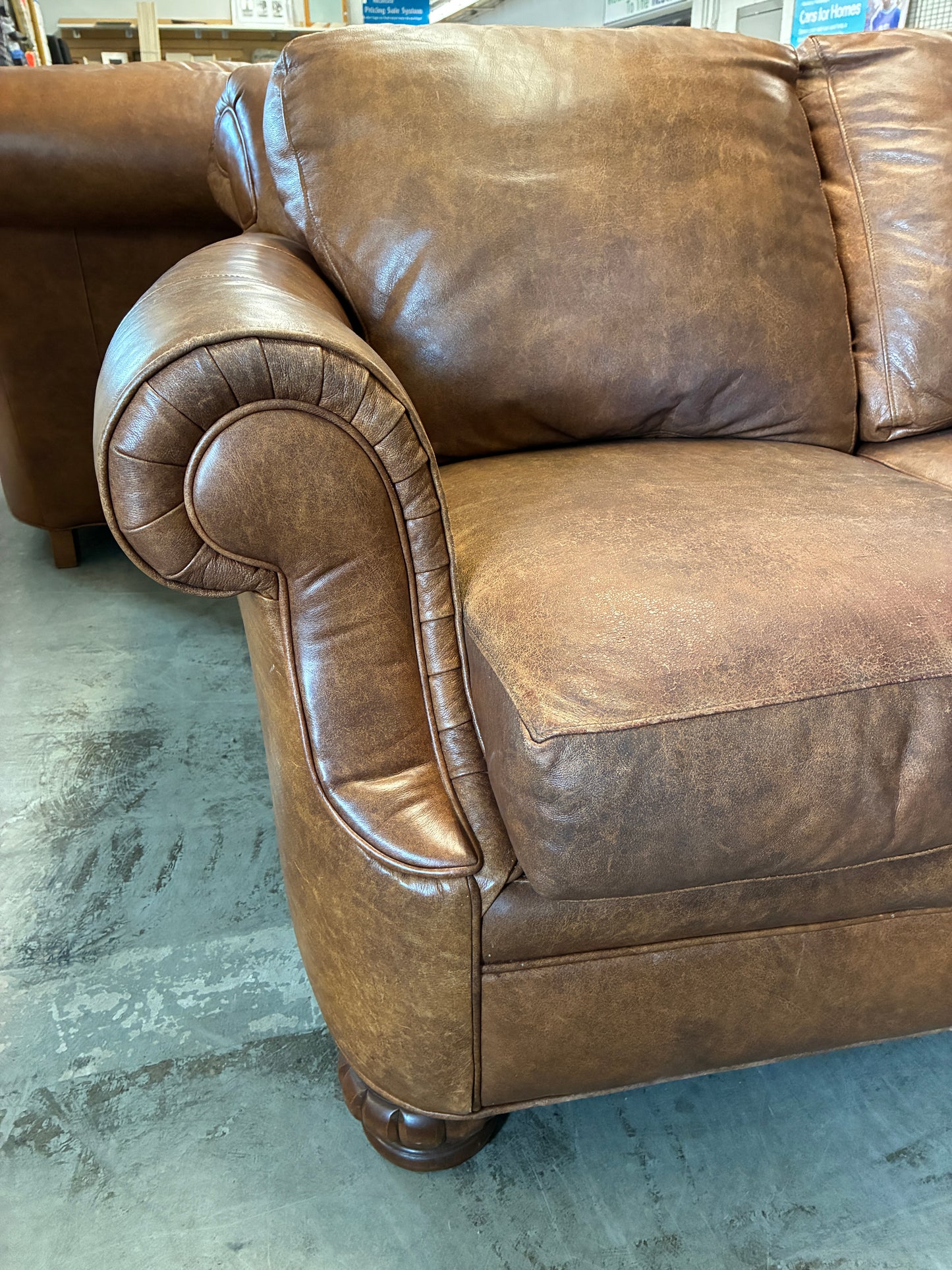 Alexander Julian Home Colours Brown Leather Loveseat