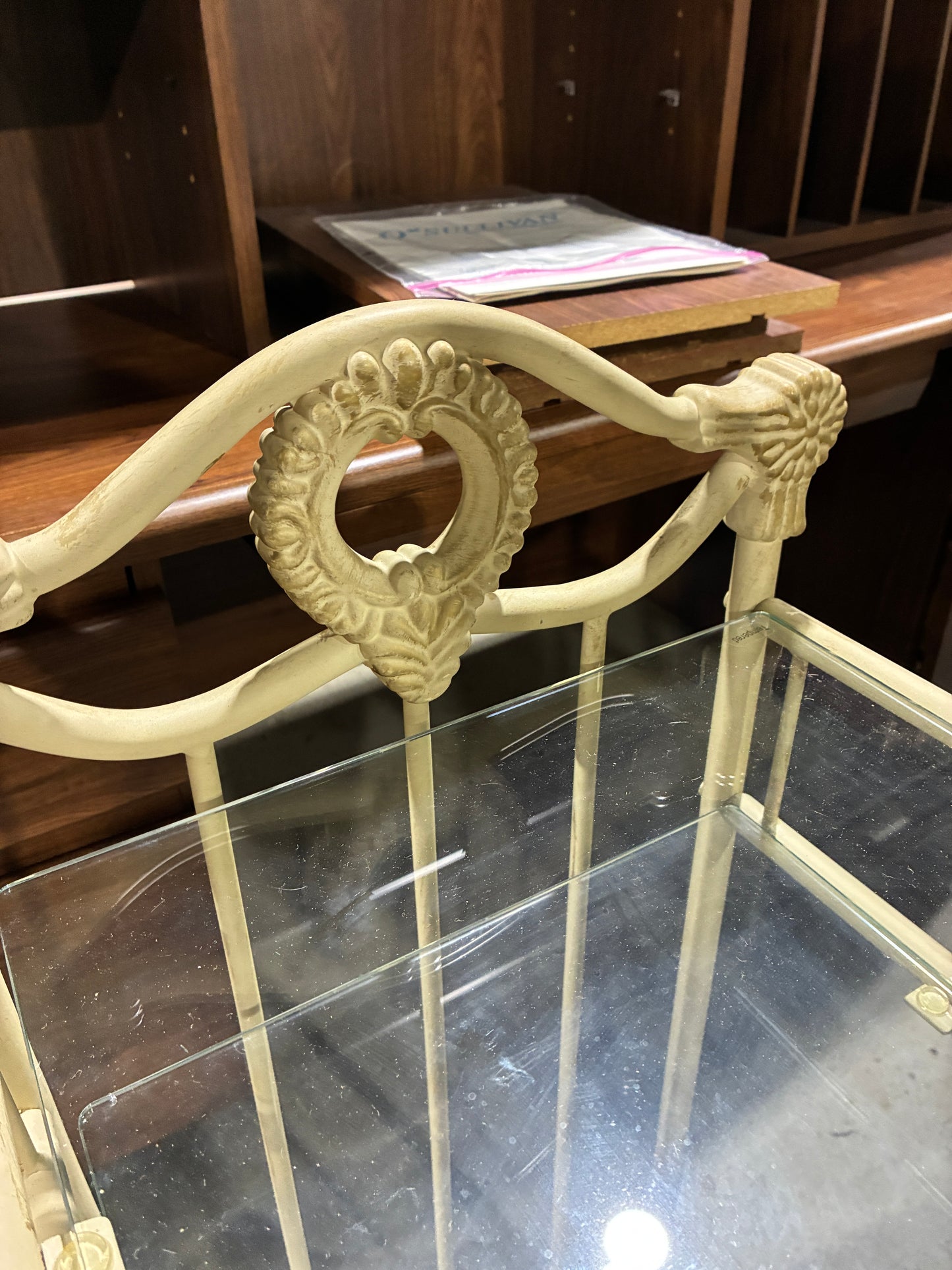 Vintage Metal Vanity Set with Glass Top