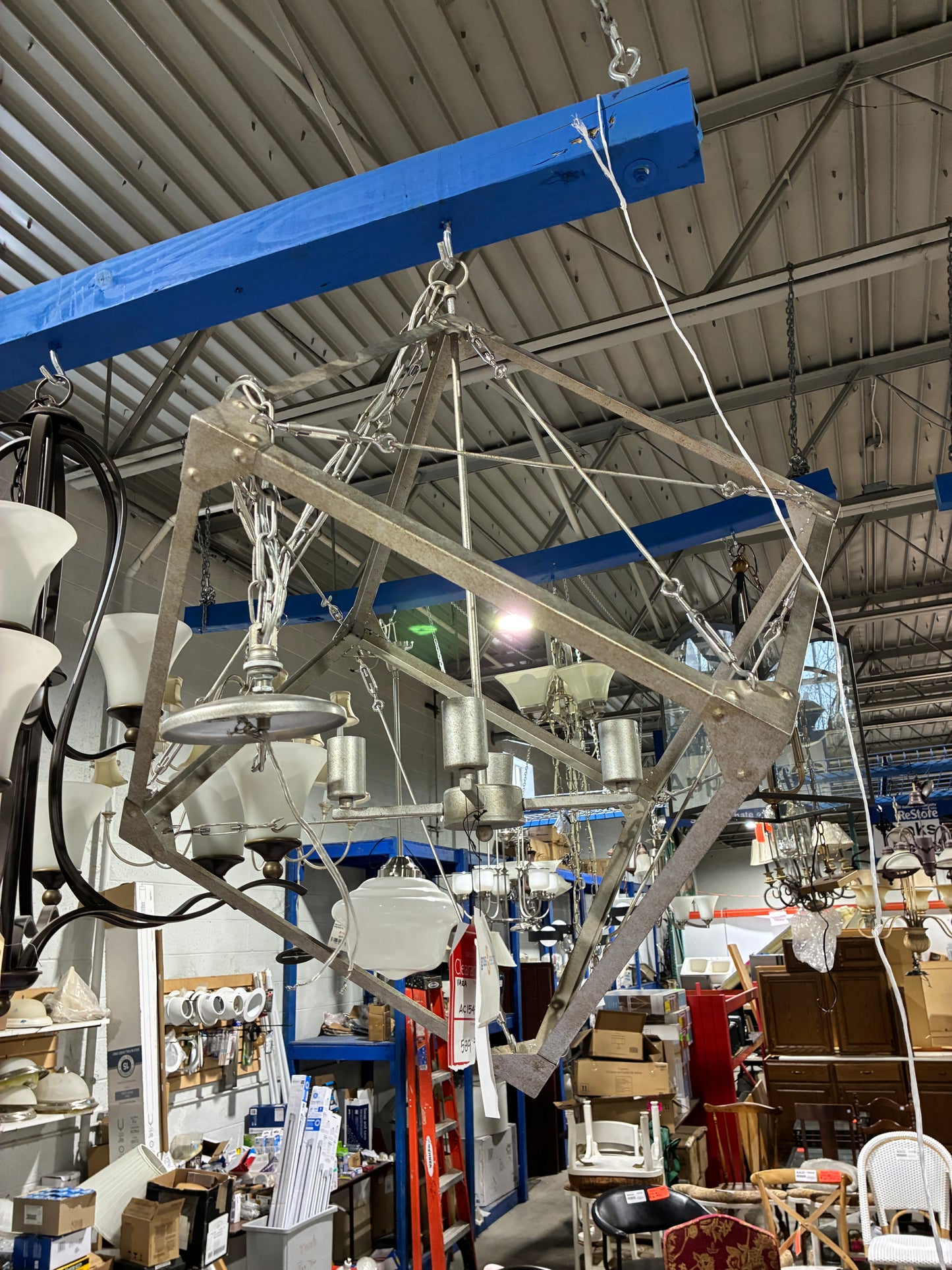 Large Geometric Metal Pendant Chandelier