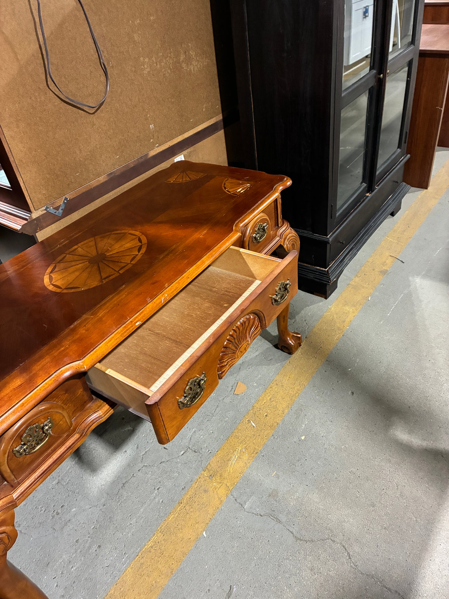 Traditional Cherry Wood Sofa Table with Single Drawer