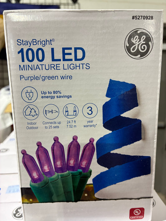 GE StayBright 100 LED Miniature Purple Lights