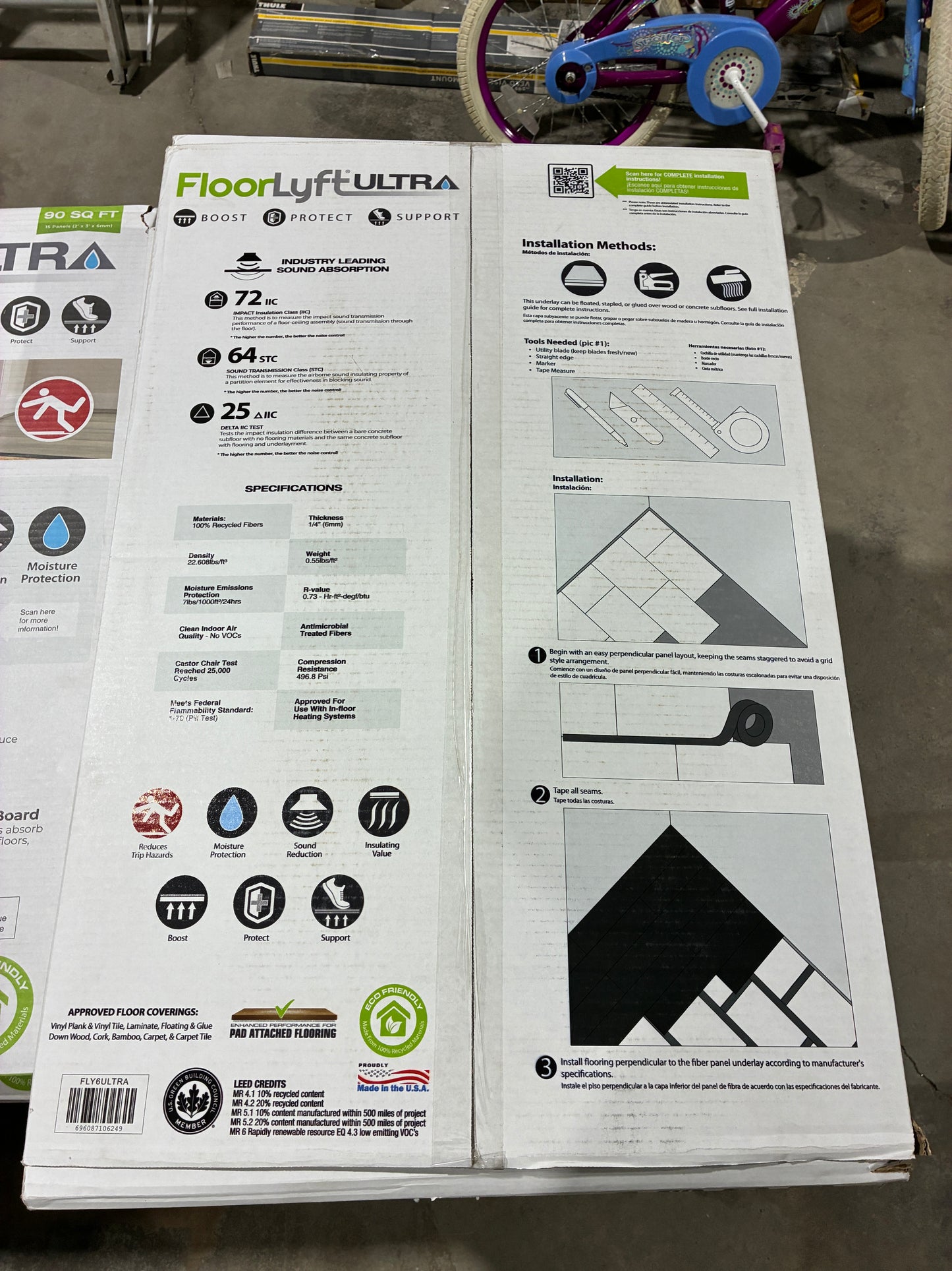 FloorLyft Ultra Premium Flooring Underlayment Panels (90 sq ft per box)