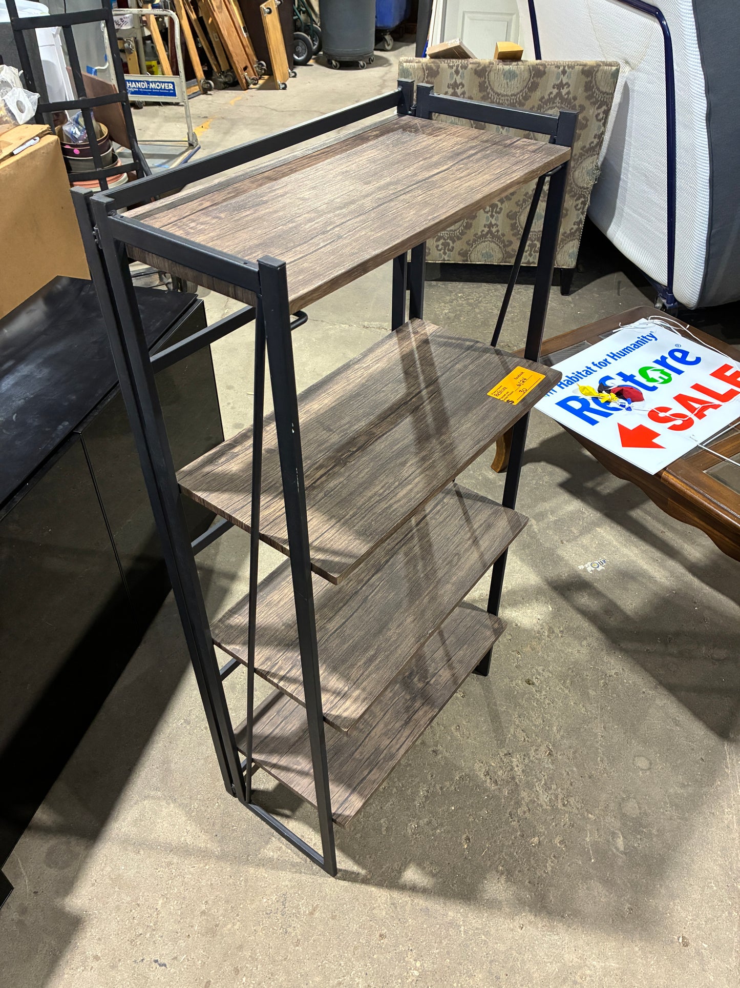 Industrial Wood & Metal 4-Tier Bookshelf