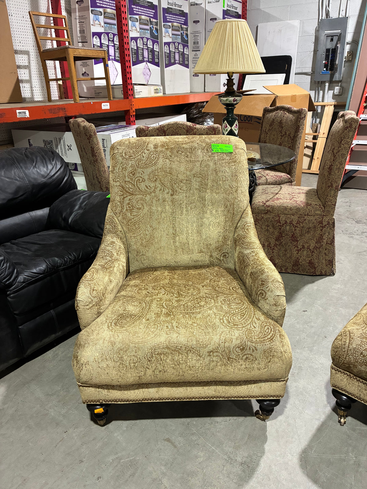 Ethan Allen Upholstered Armchair & Ottoman