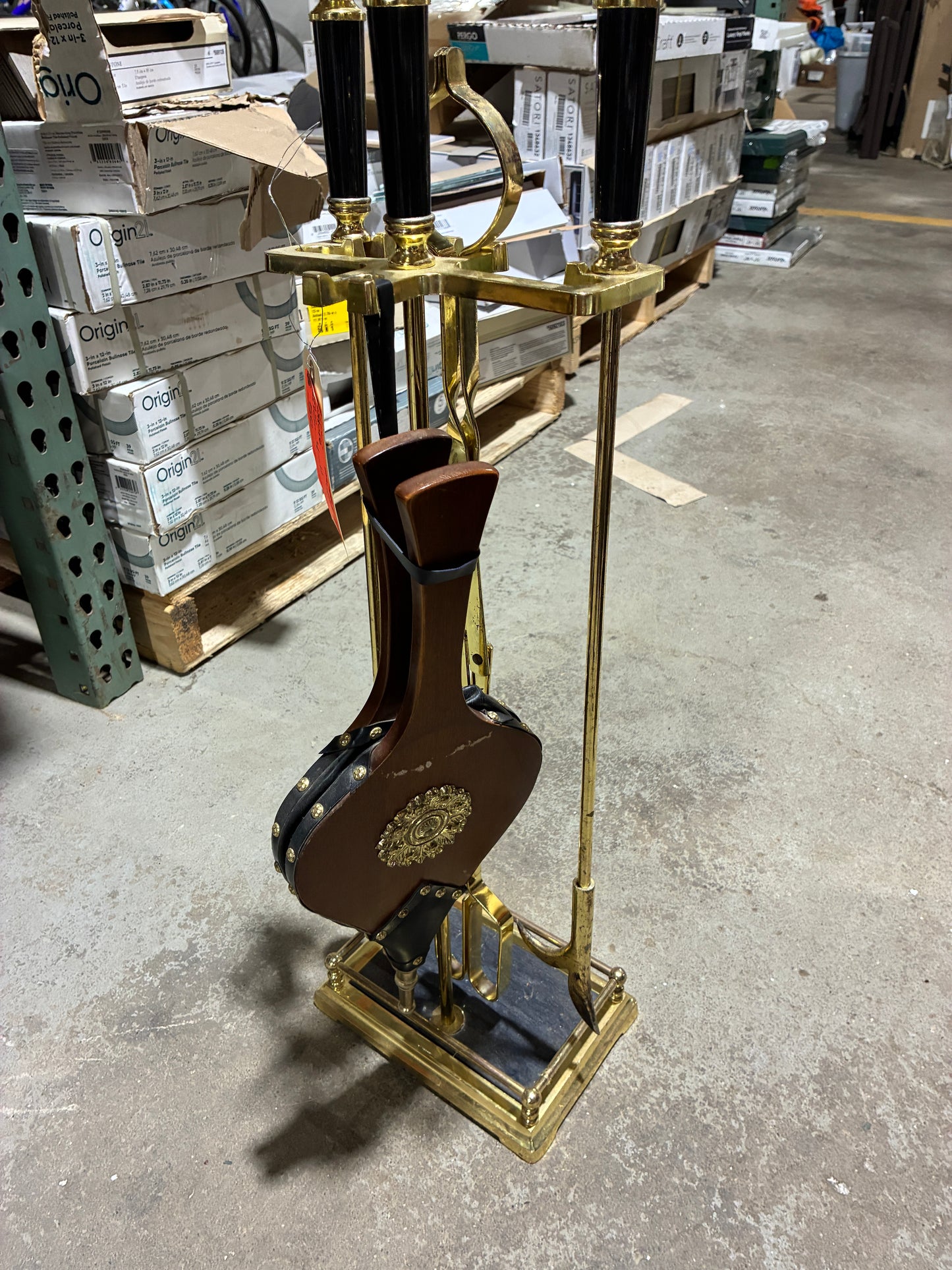 Brass Fireplace Tool Set with Stand