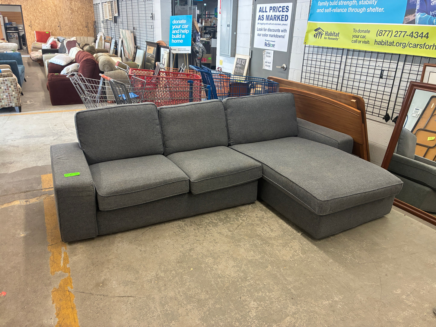 Modern Gray Chaise Sectional Sofa