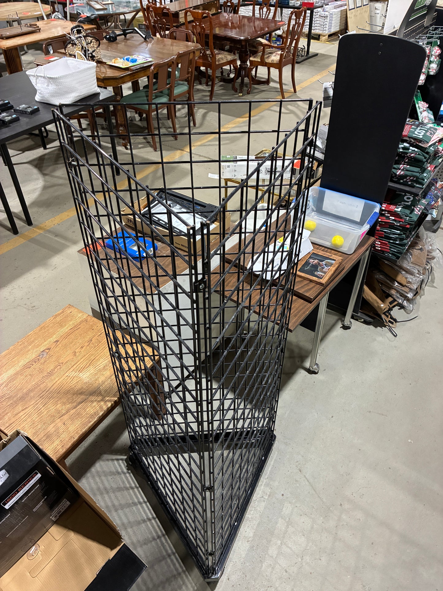 Black Metal Store Display on Wheels