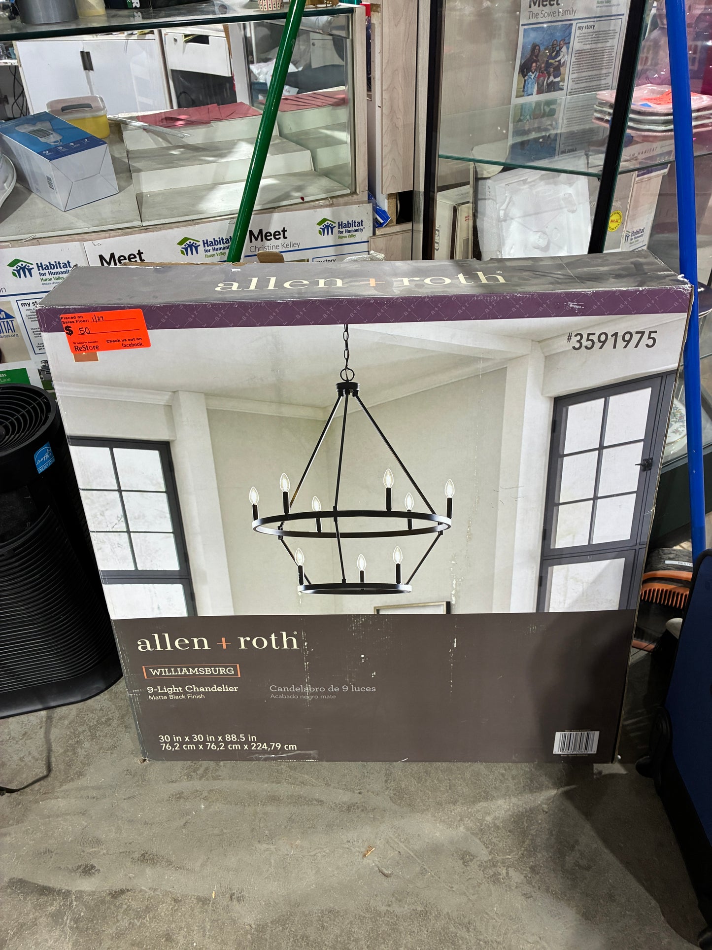 Allen + Roth Williamsburg 9-Light Chandelier – Matte Black