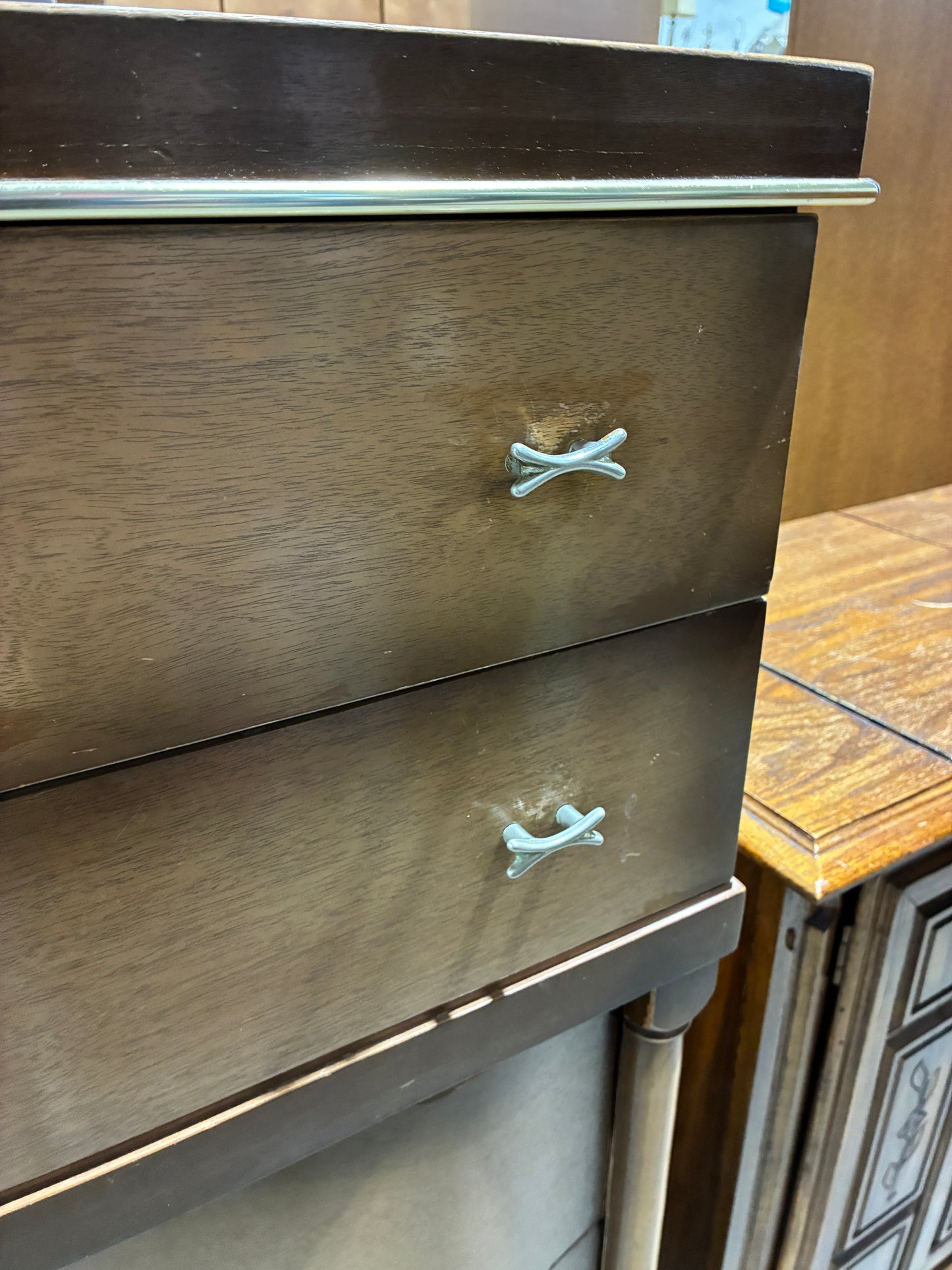 Vintage Style Wood Dresser with Curved Drawer Fronts