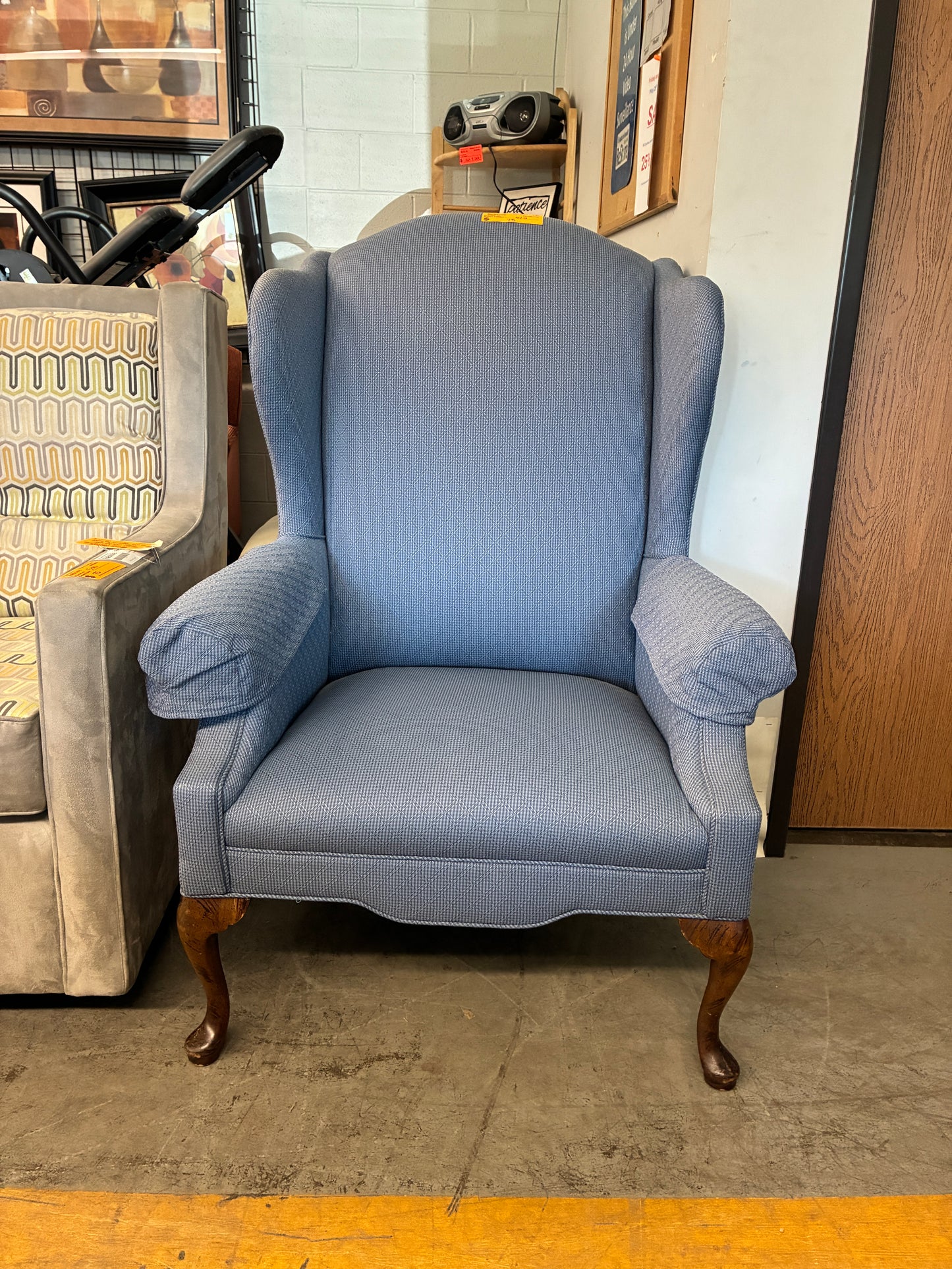 Classic Blue Wingback Accent Chair