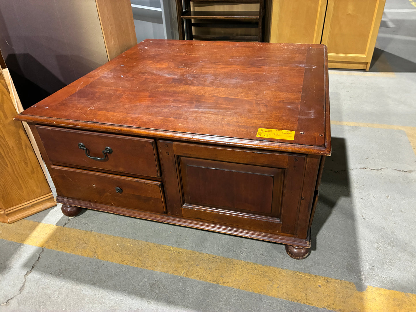 Large Wood Storage Coffee Table with 8 Drawers