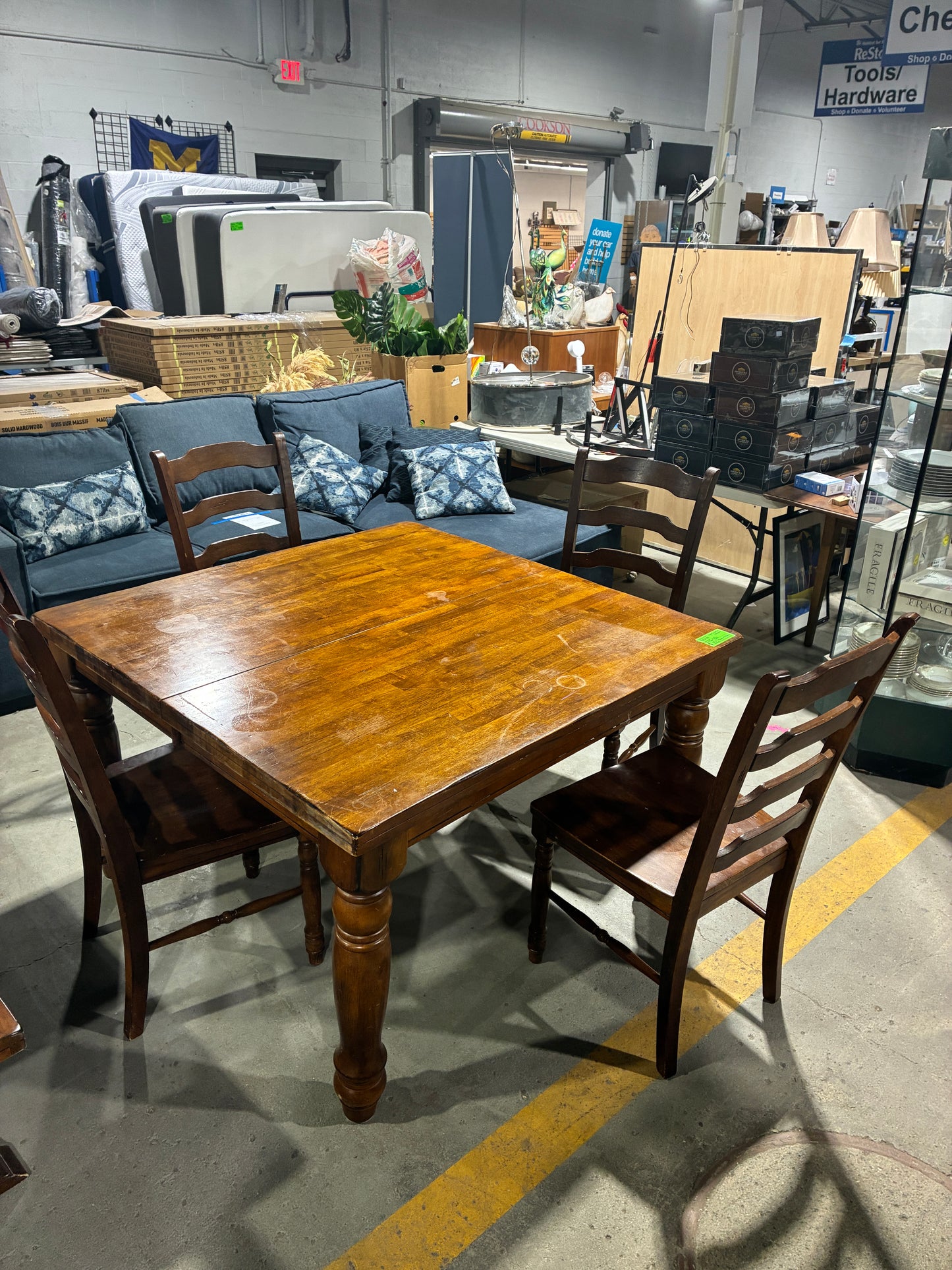 Solid Wood Dining Table with 4 Chairs