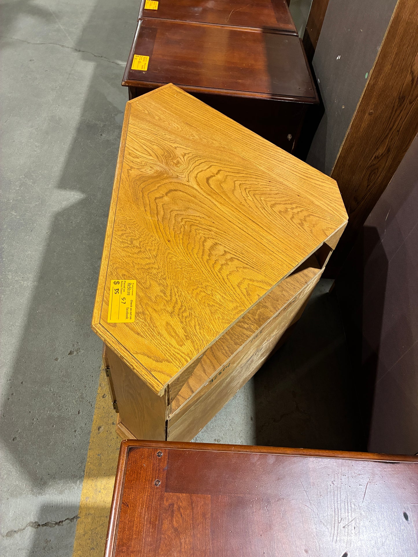 Oak Corner TV Stand and Storage Cabinet