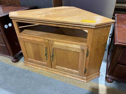Oak Corner TV Stand and Storage Cabinet