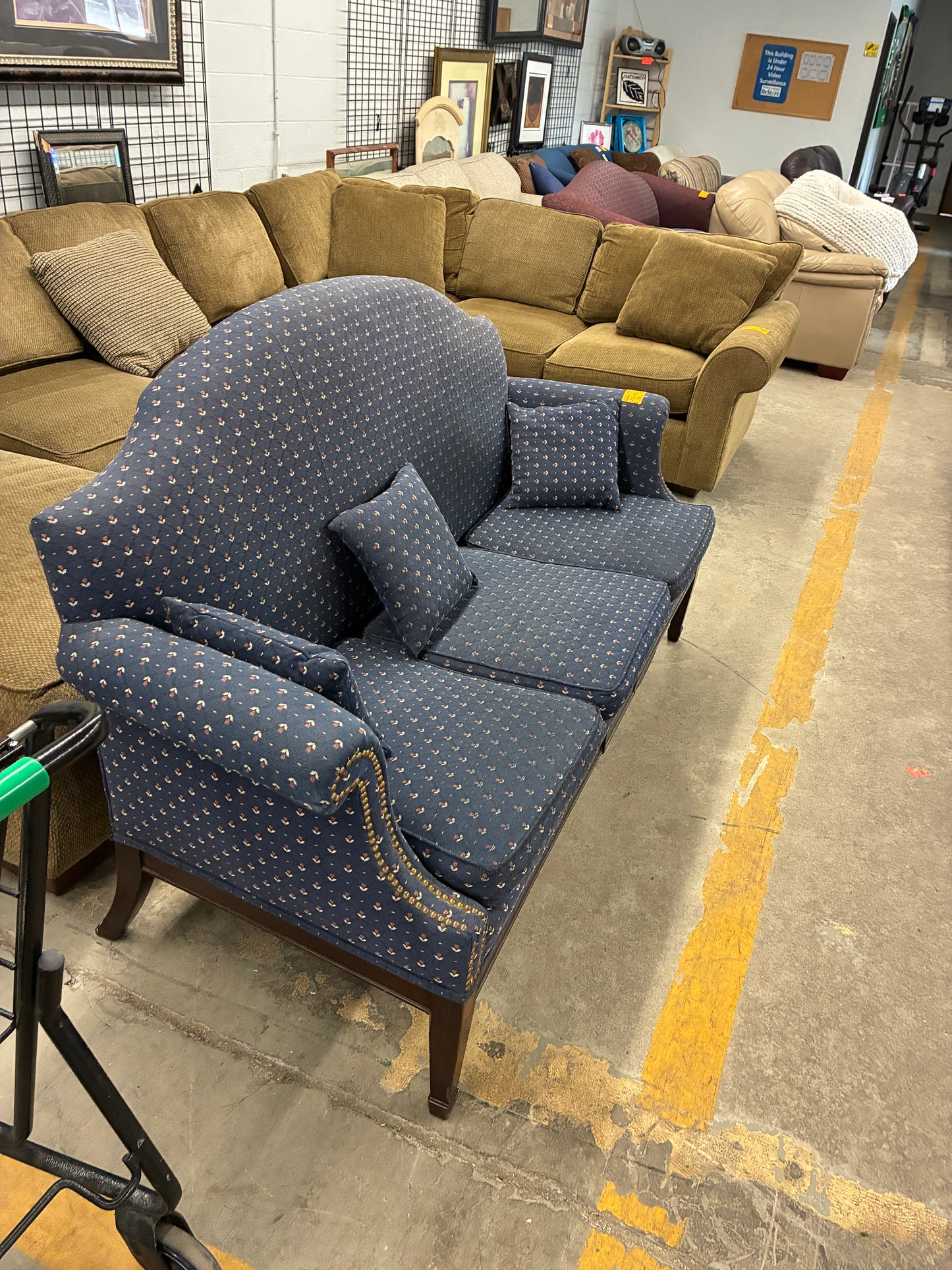 Blue Traditional Upholstered Sofa