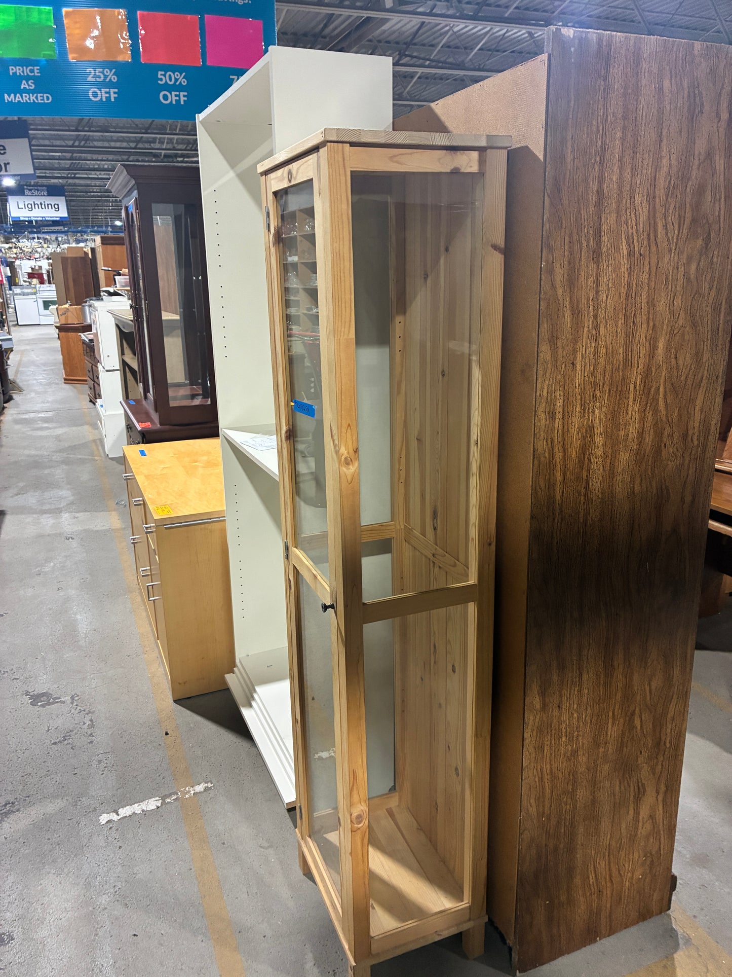 Solid Pine Glass Display Cabinet