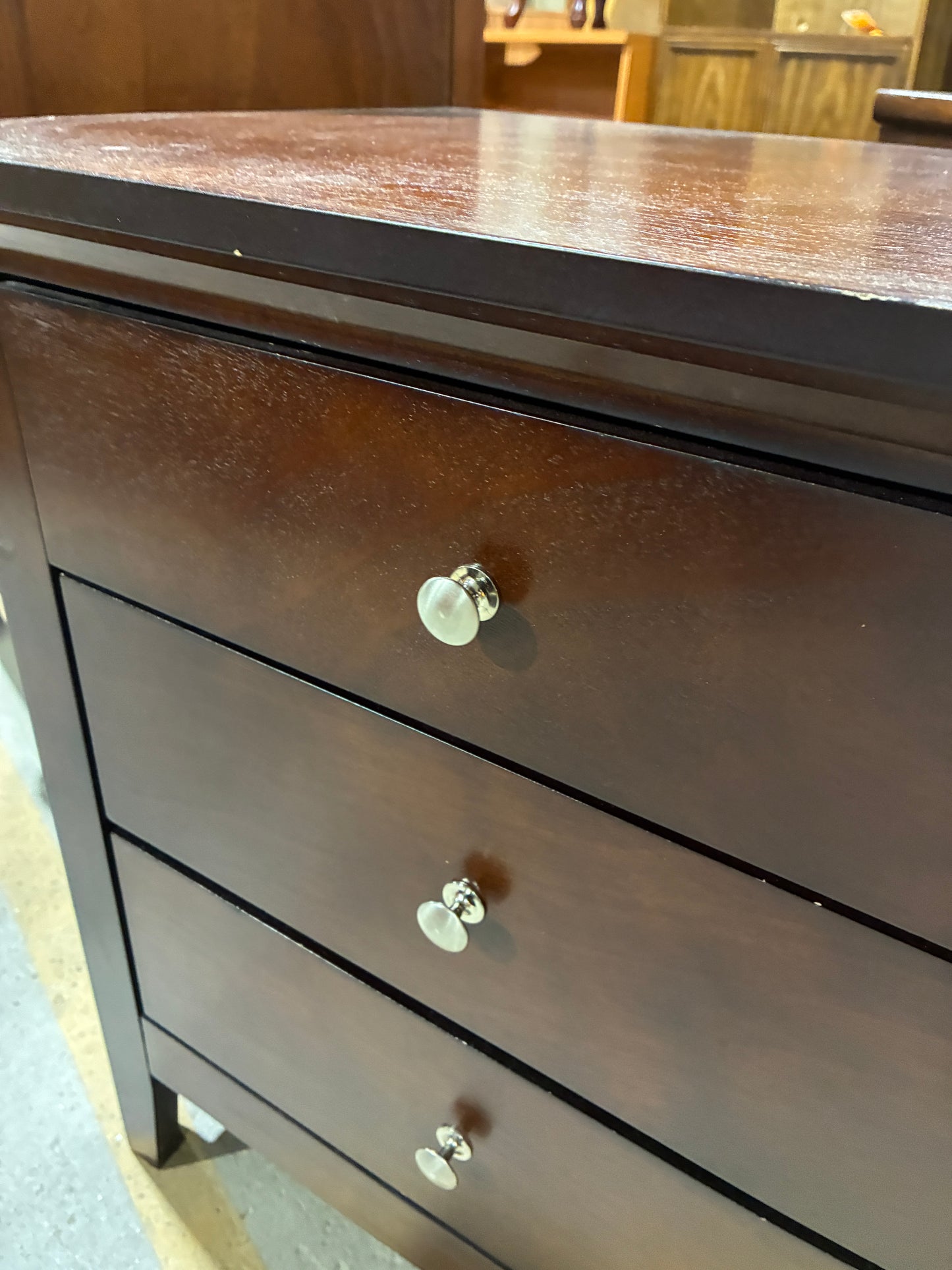 Dark Cherry Three-Drawer Nightstand