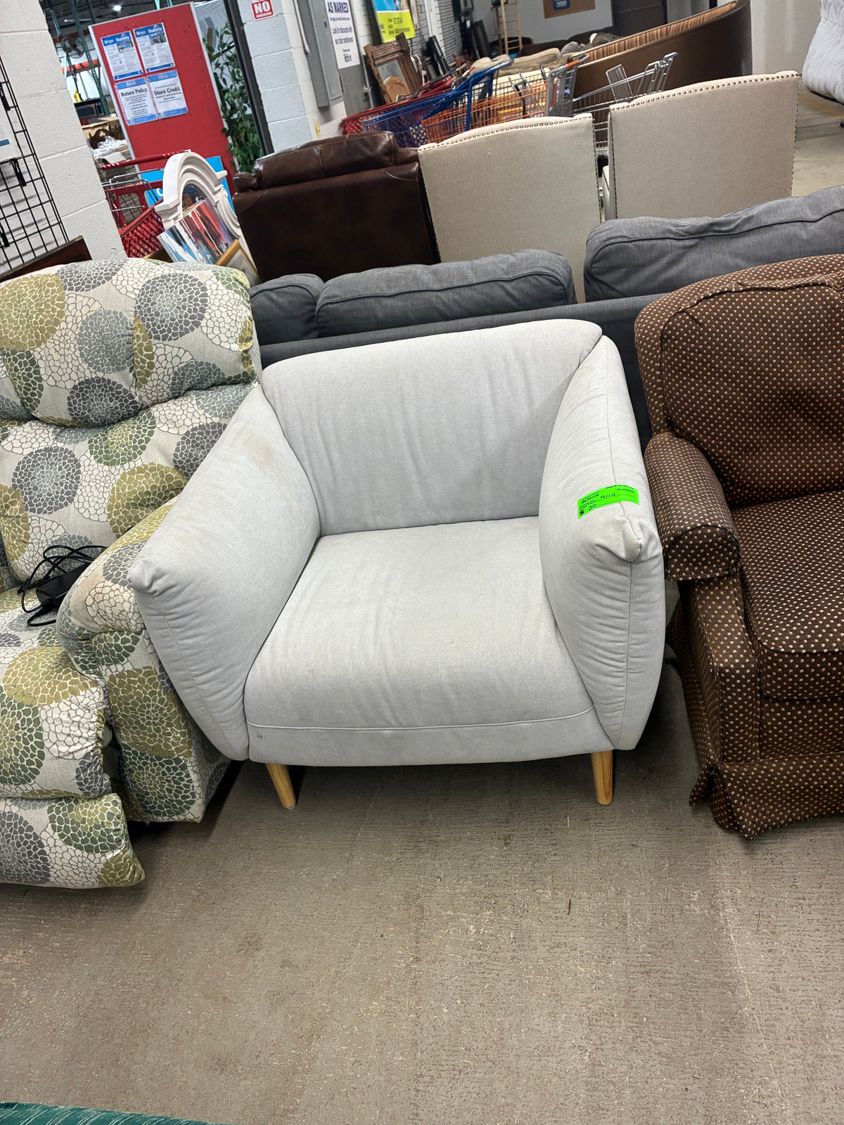 Modern Light Gray Upholstered Accent Chair