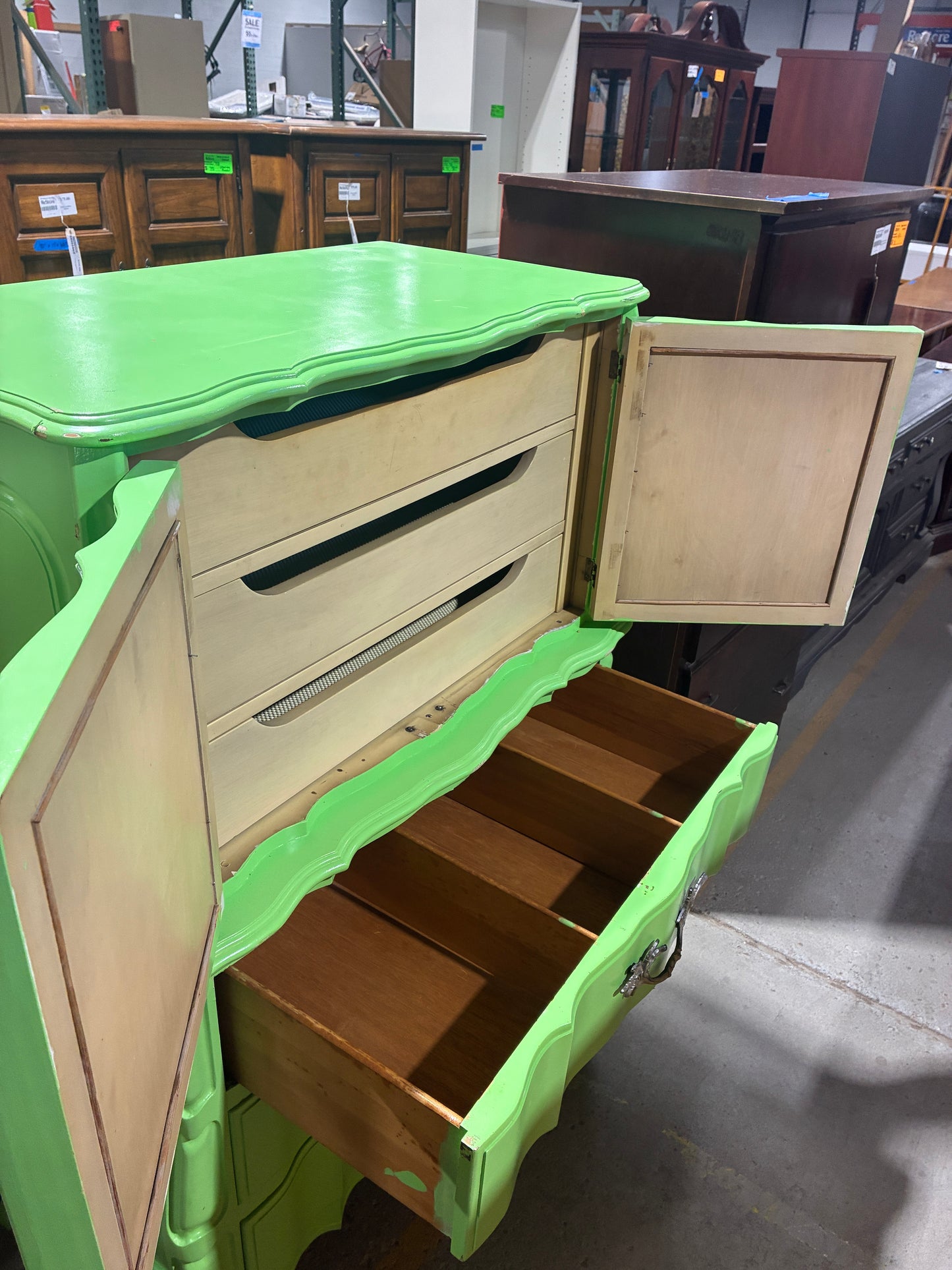 Vintage Lime Green Painted Gentleman's Chest