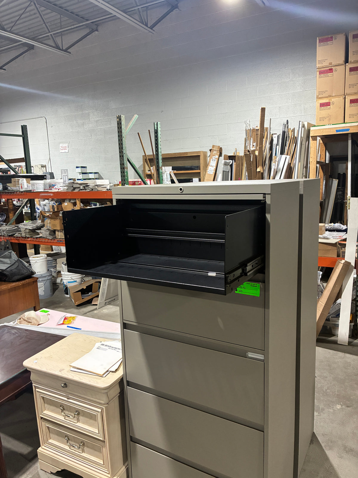 Tall Gray 5-Drawer Lateral Filing Cabinet