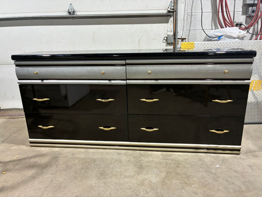 Vintage Art Deco Style Black & Silver Dresser