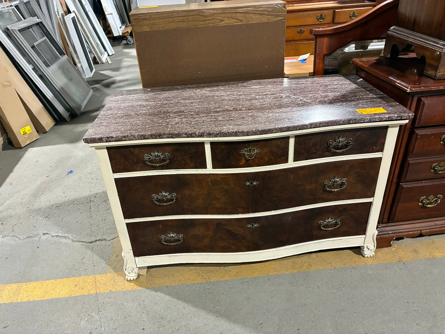 Vintage Two-Tone Curved Front Dresser