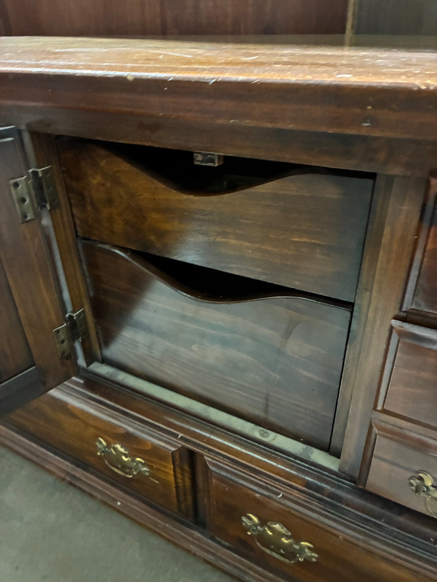 Vintage Solid Wood Dresser with Cabinet Storage