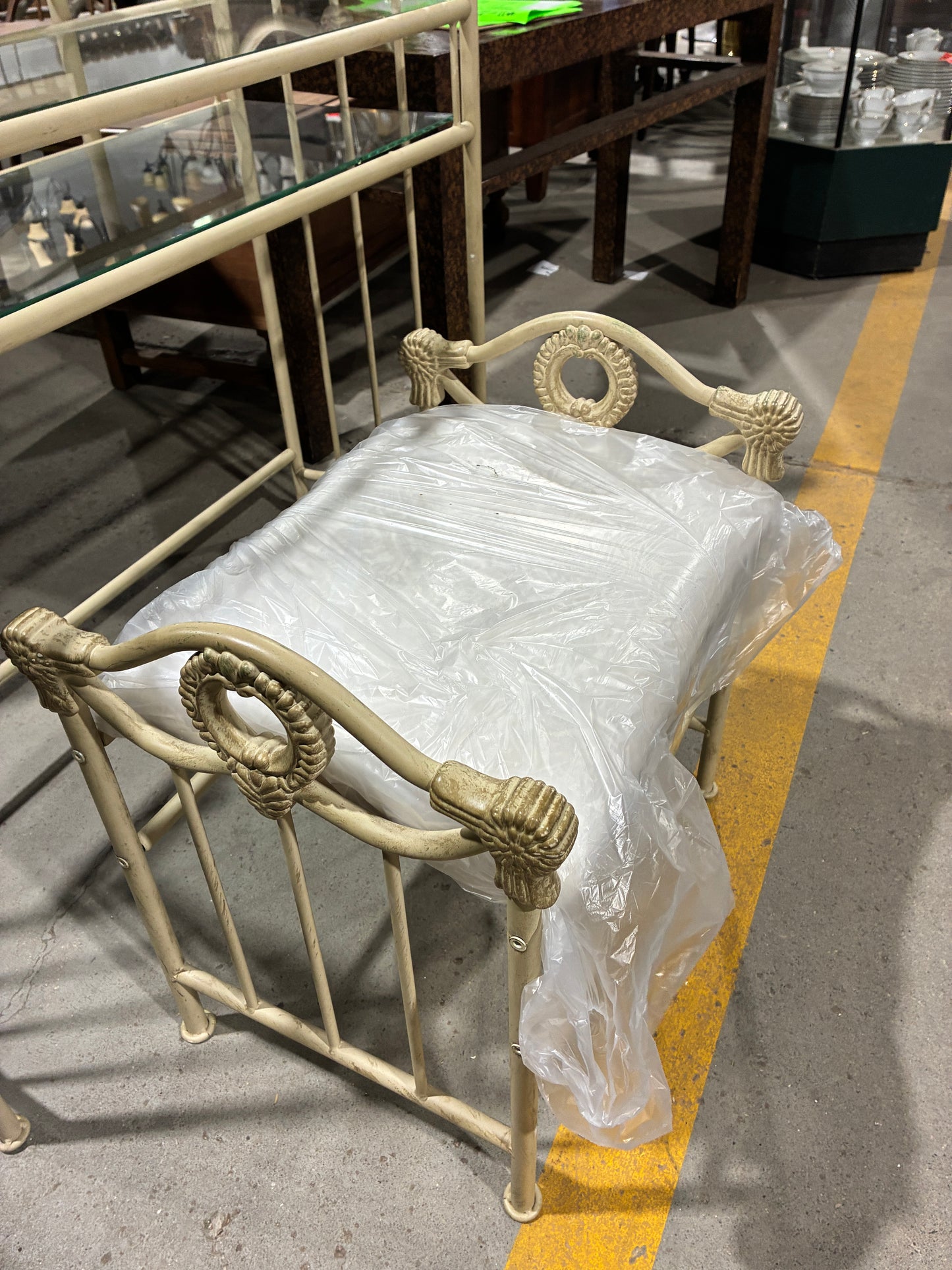 Vintage Metal Vanity Set with Glass Top