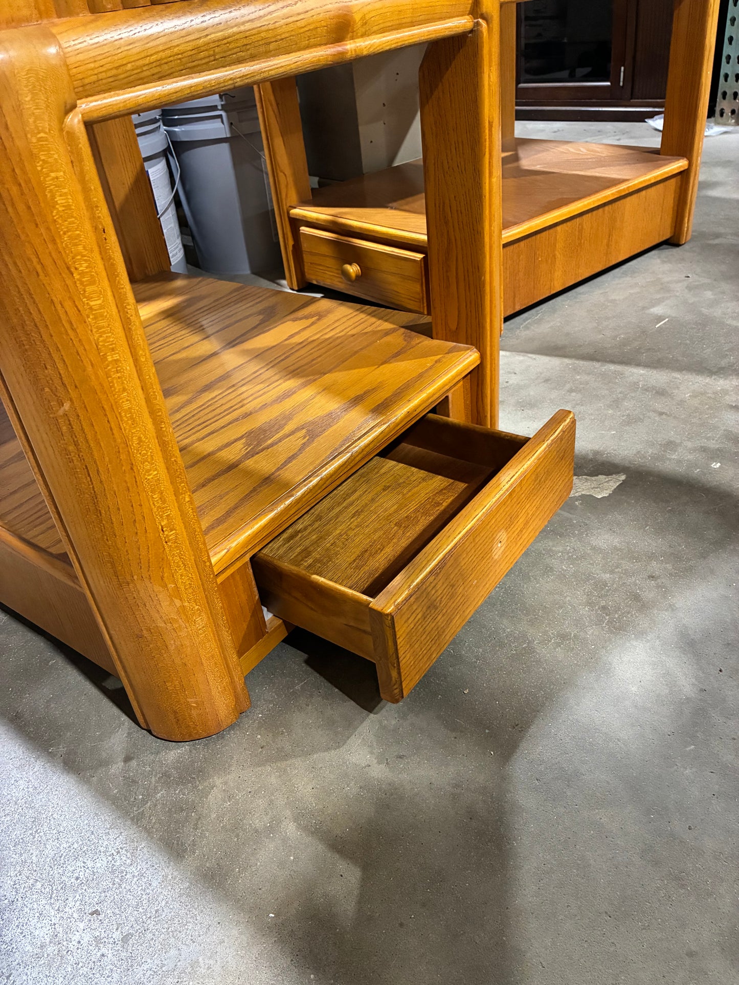 Oak End Table with Storage Drawer #1