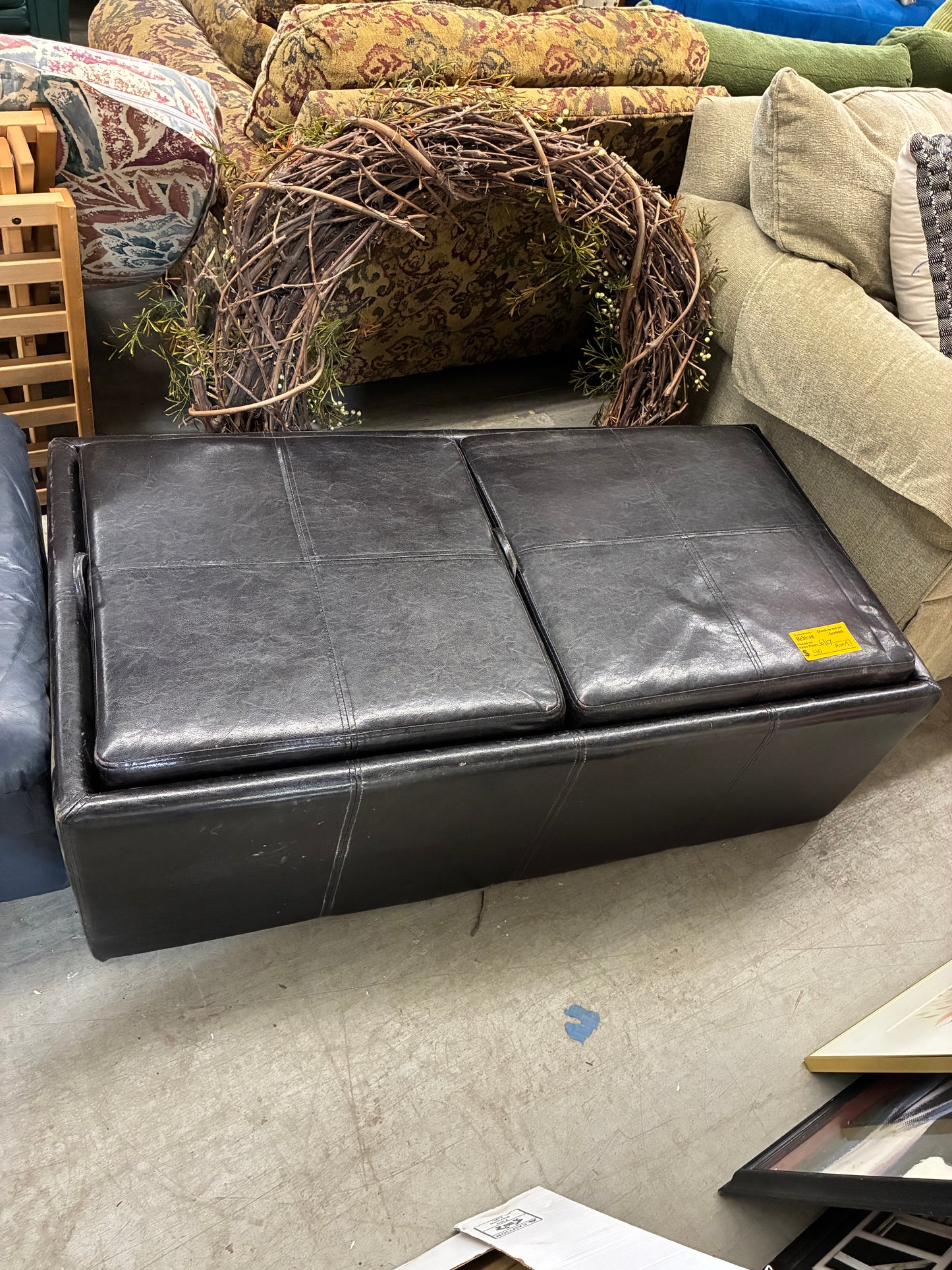 Black Convertible Storage Ottoman Coffee Table