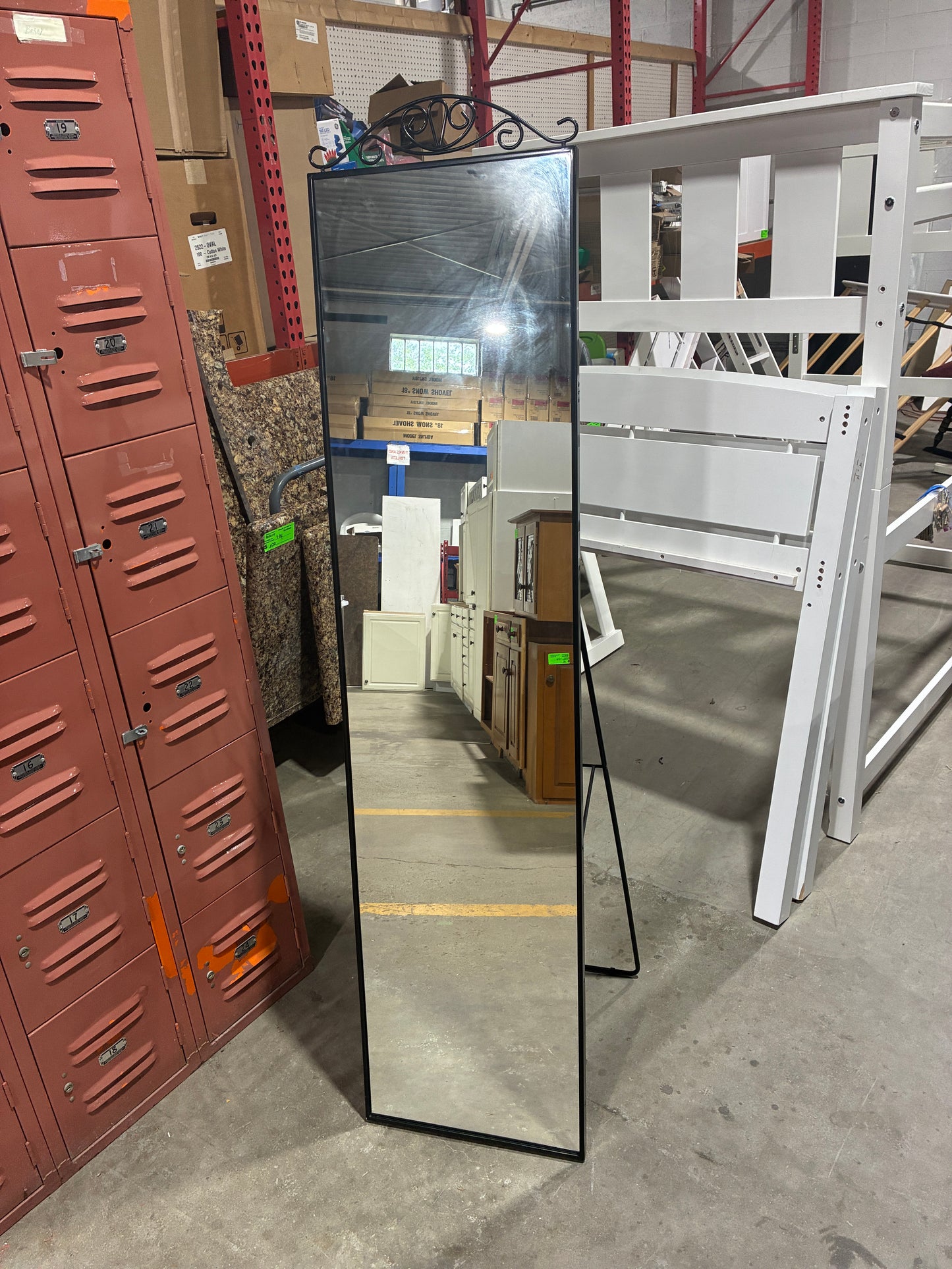 Black Metal Cheval Floor Mirror