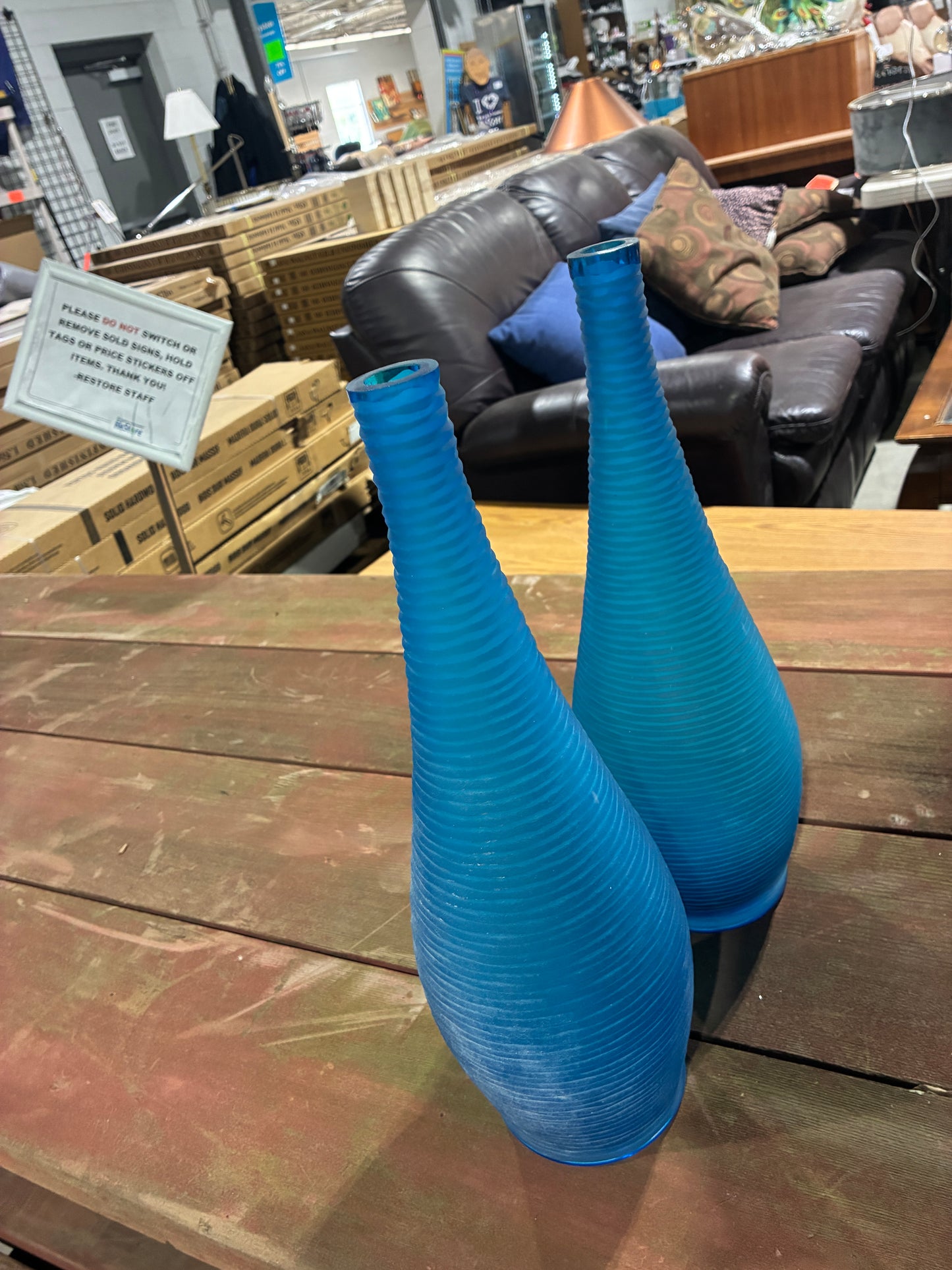 Blue Glass Decorative Vases
