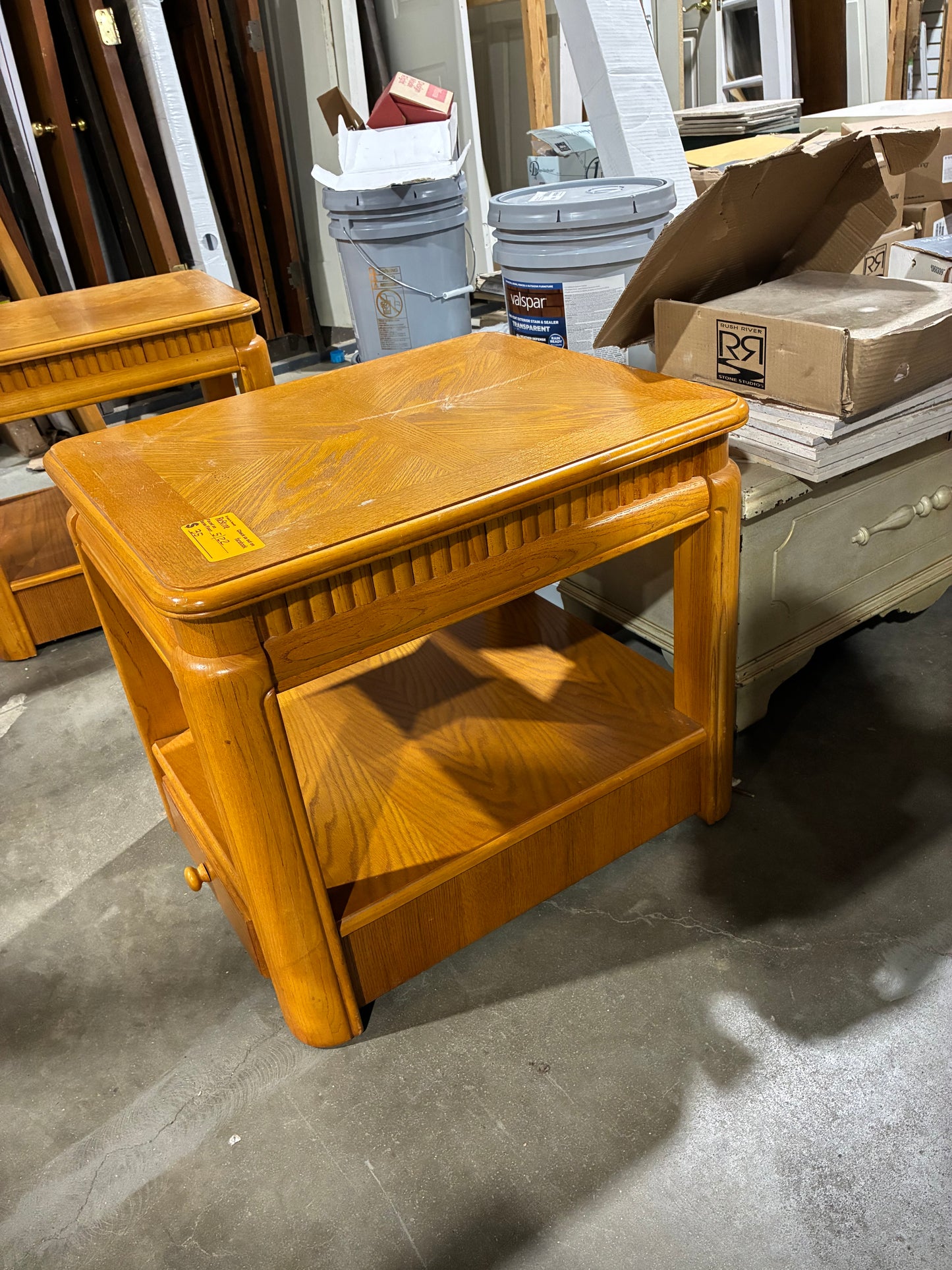 Oak End Table with Storage Drawer #2