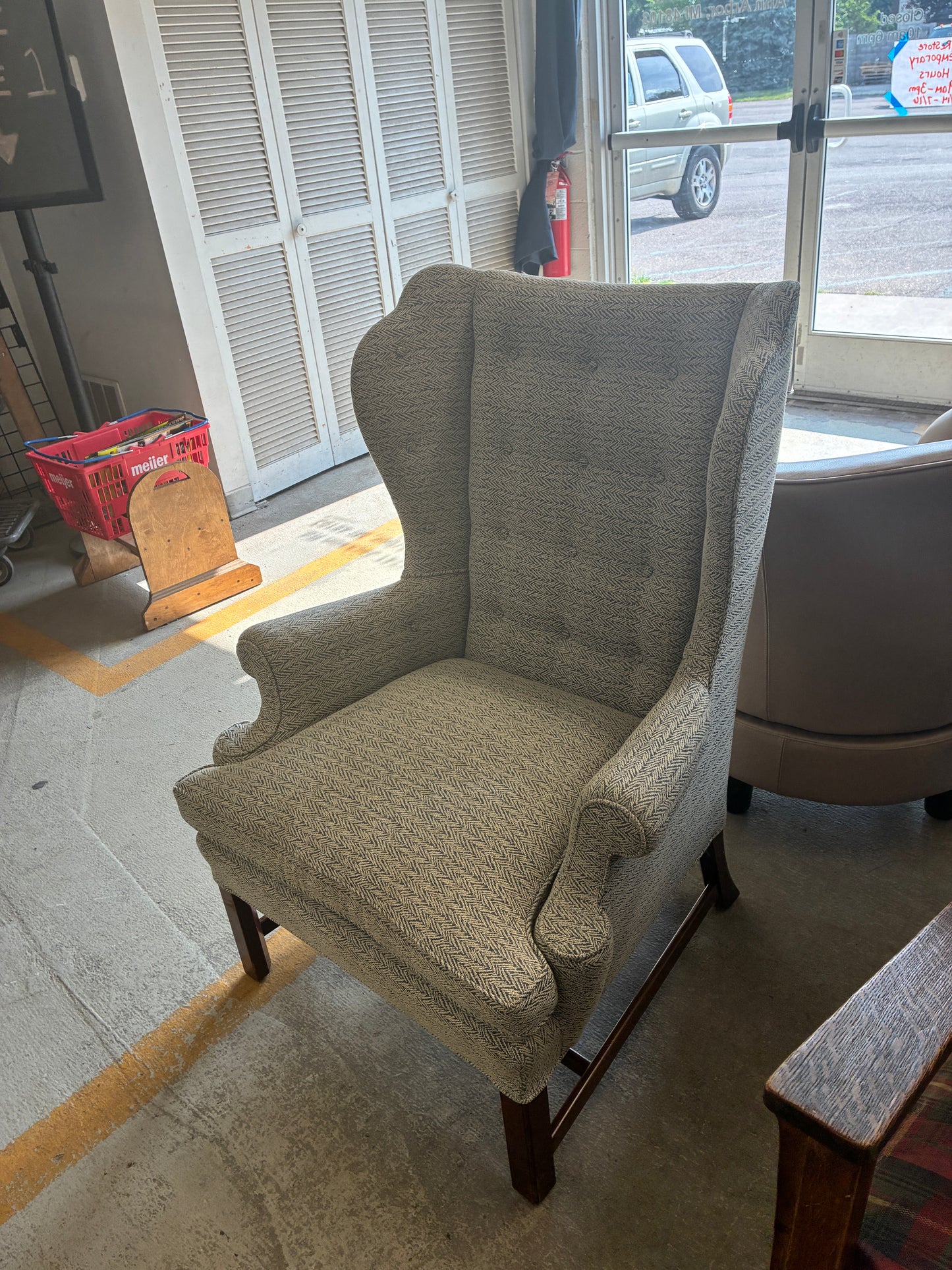 Classic Gray Wingback Accent Chair