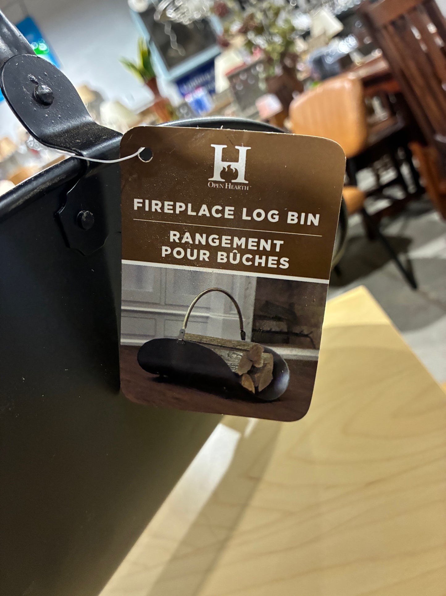 Open Hearth Black Metal Fireplace Log Bin