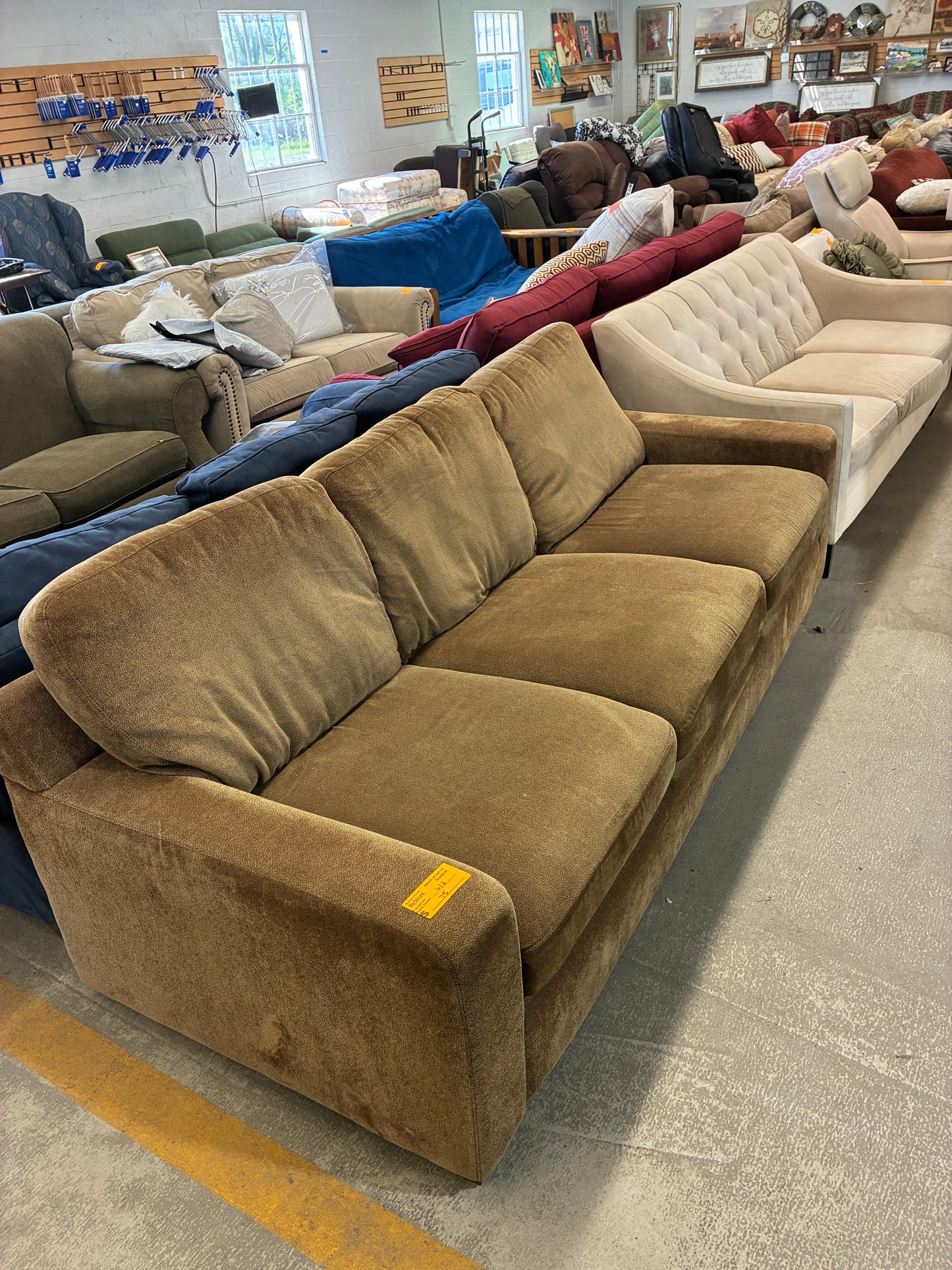 Contemporary Brown Plush Sofa