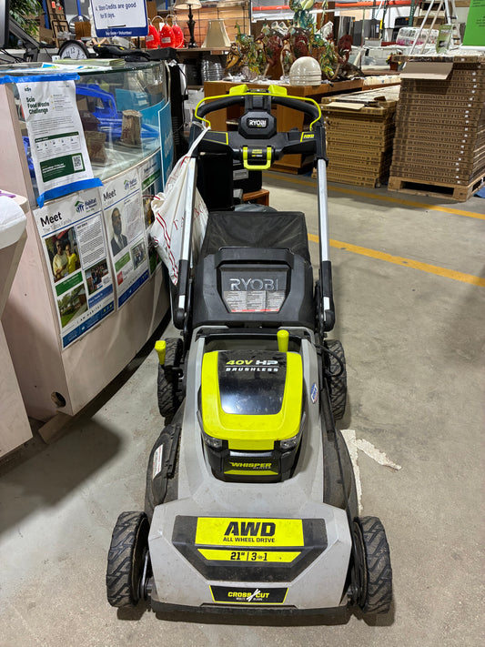 Ryobi 40V HP Brushless AWD 21" Battery-Powered Lawn Mower with Batteries & Charger