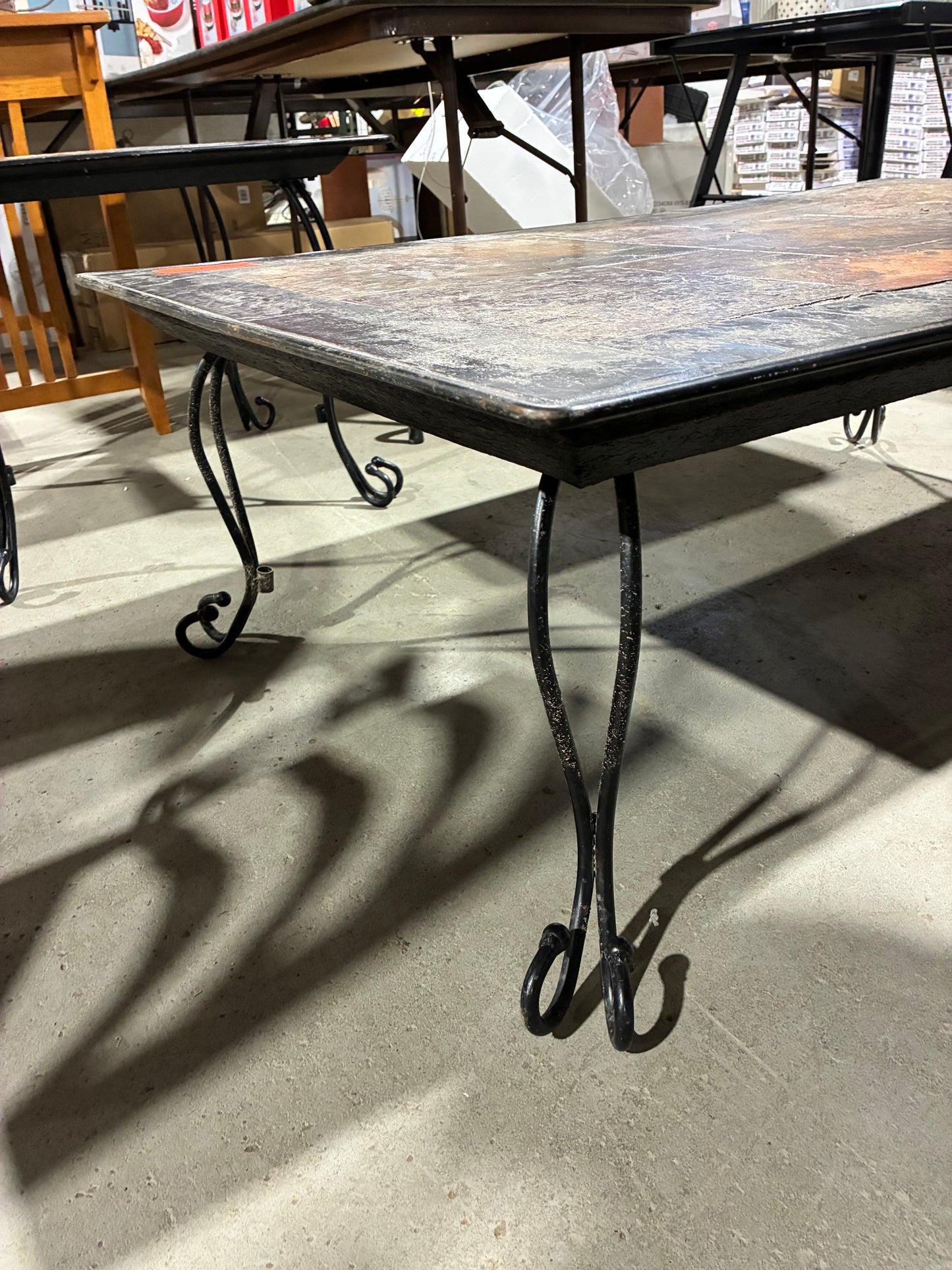 Slate Tile Top Coffee Table with Wrought Iron Base