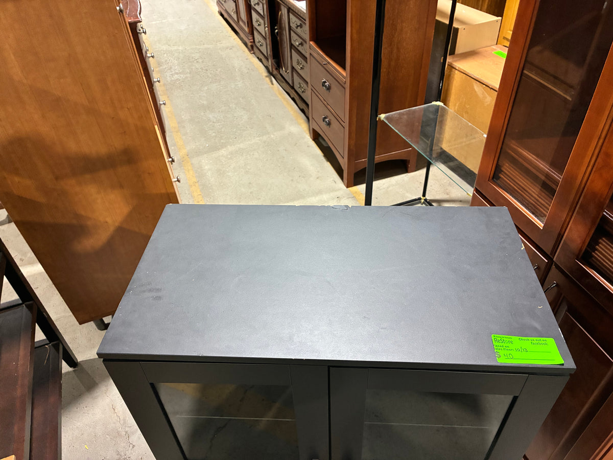 Modern Black Glass-Door Storage Cabinet