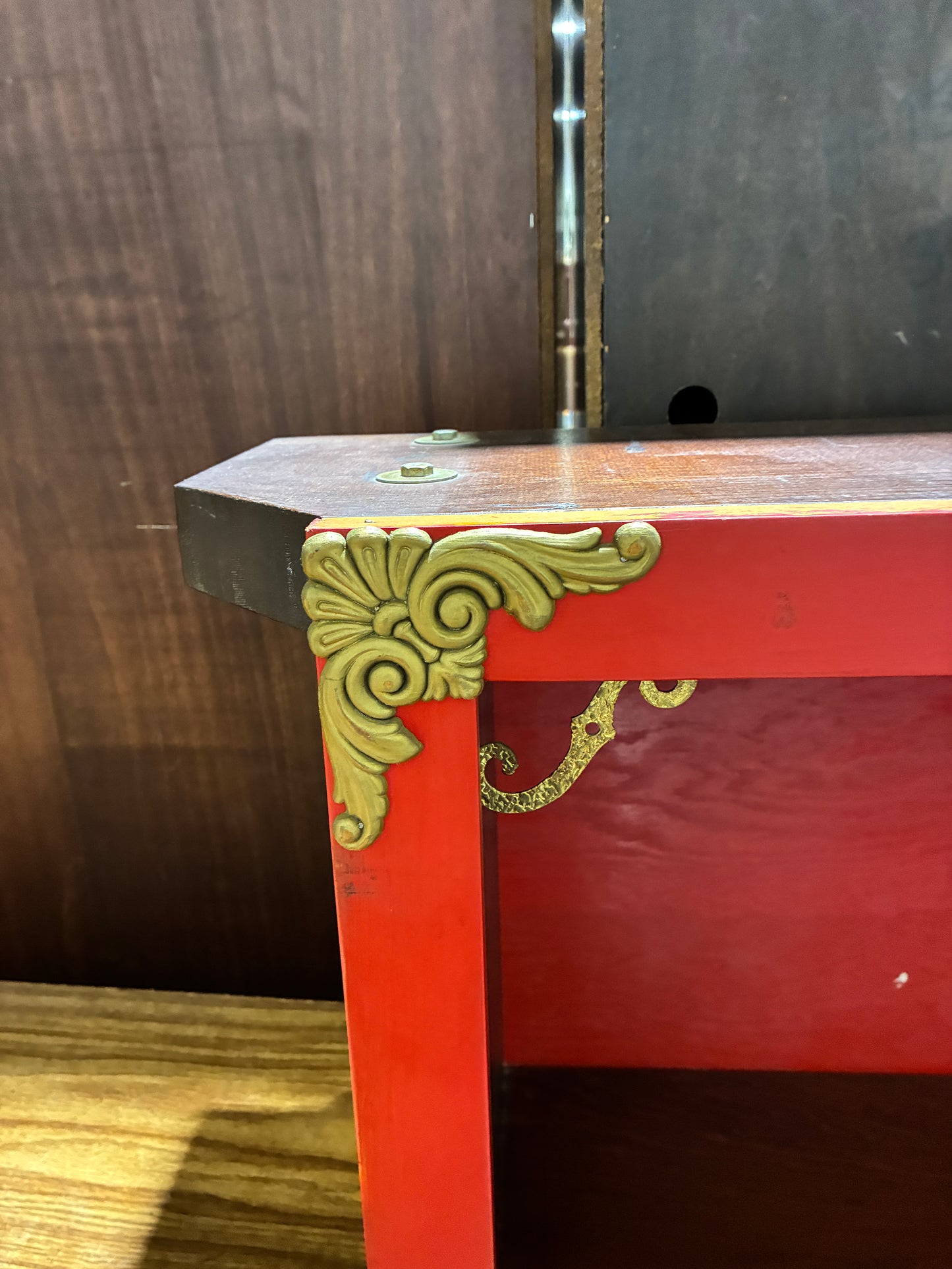 Red & Espresso Decorative Bookcase