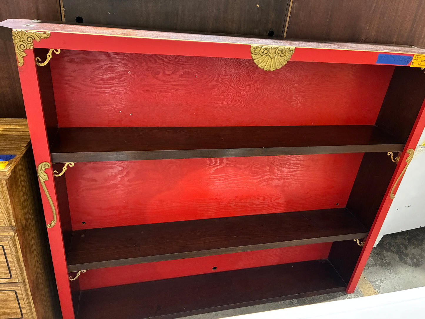 Red & Espresso Decorative Bookcase