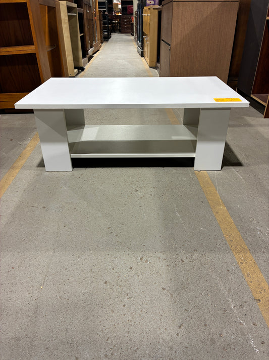 Modern White Coffee Table with Open Storage Shelf